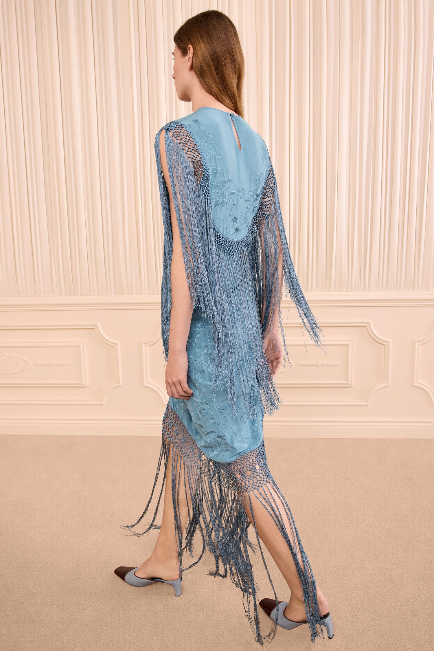 Ulla Johnson Nerine Silk Fringe Dress robe Beryl soie