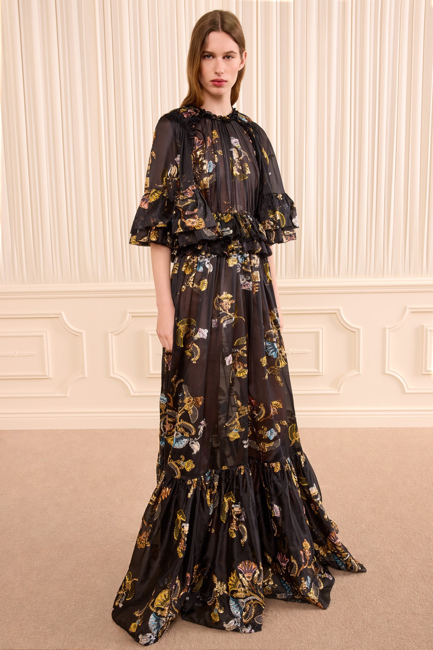 Ulla Johnson Dresses Diann Ruffled Silk Gown Raven noir soie