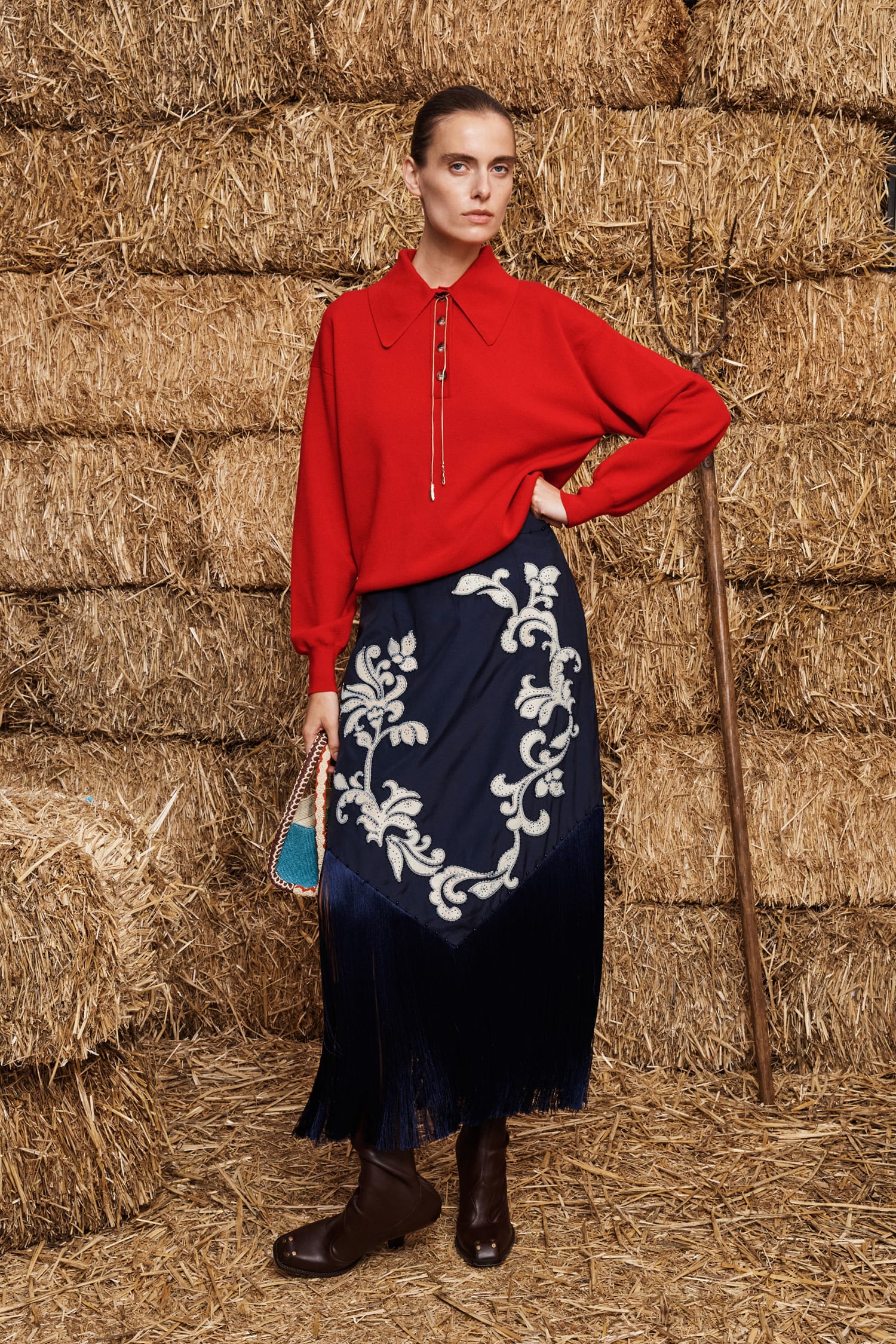 Alemais Rocky Knit Polo Cherry pull polo laine