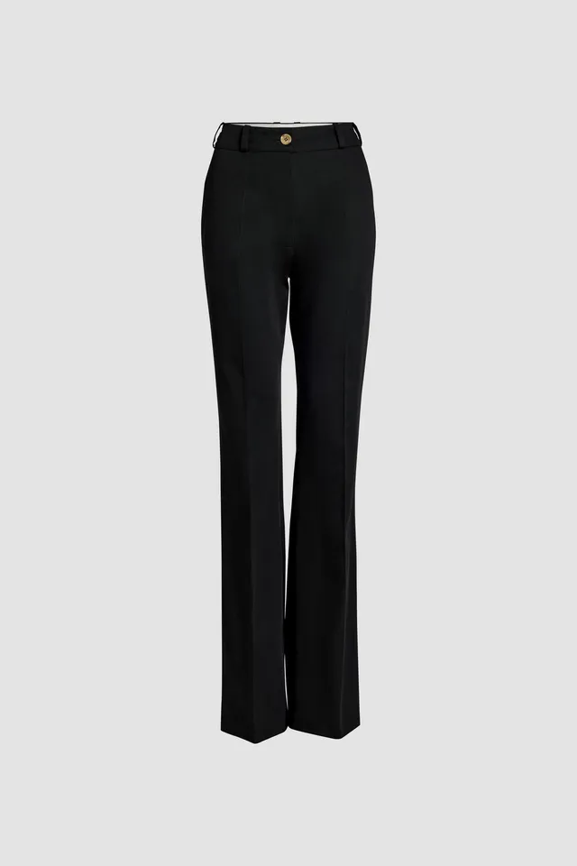 Patou TR042 pantalon évasé noir gabardine coton bio
