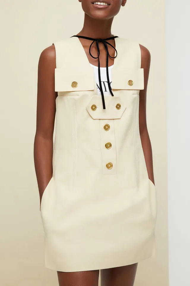 Patou P20DR0030027102V robe safari Vanilla coton
