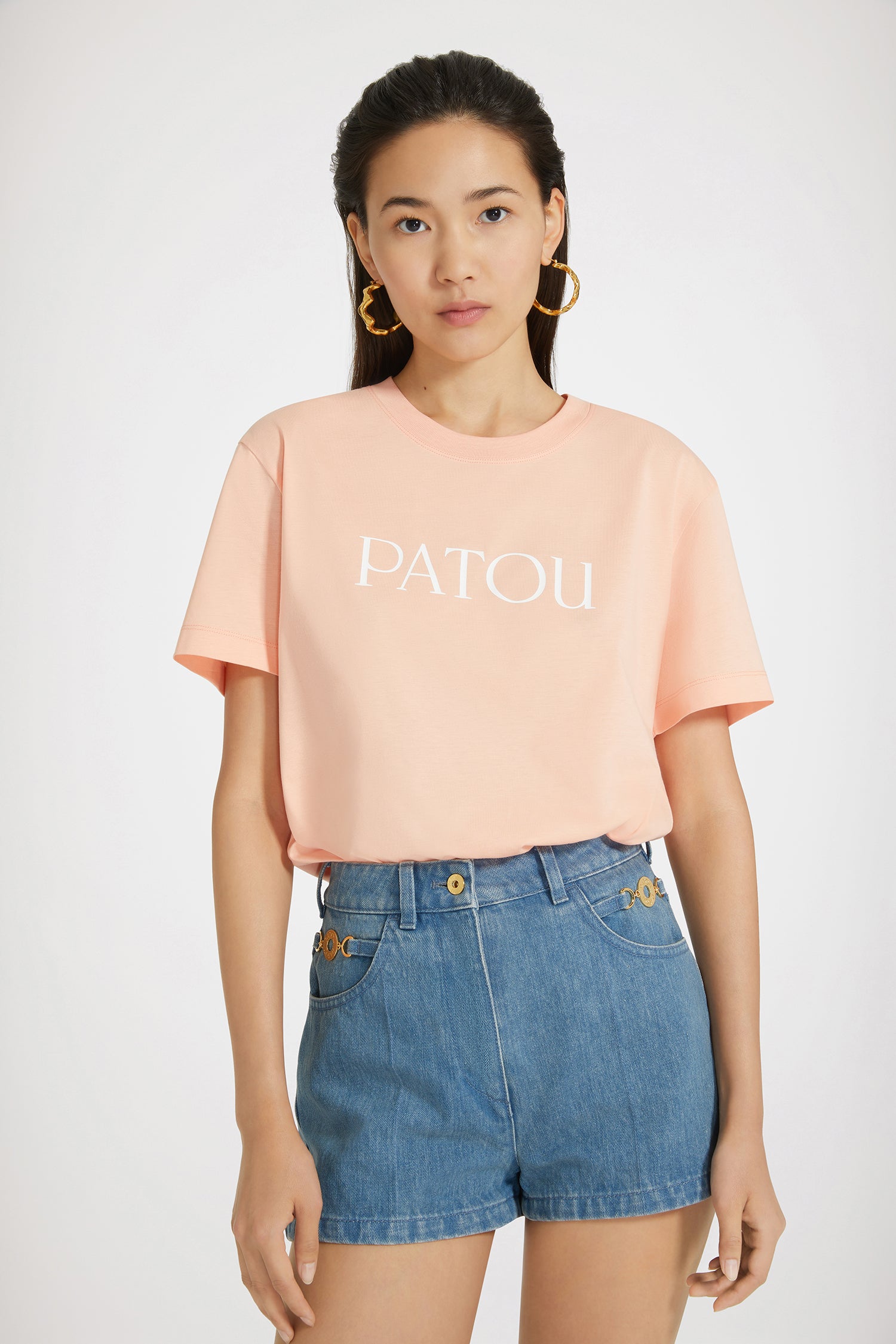 Patou P24JE0299999216A t-shirt coton bio abricot logo