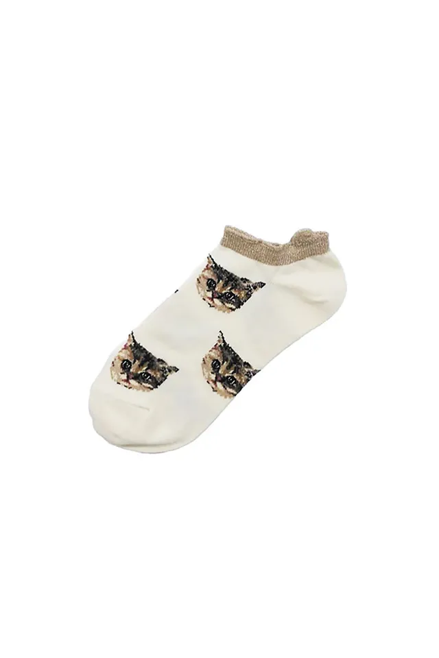 Paul & Joe Nounette chaussettes basses écru motif chat