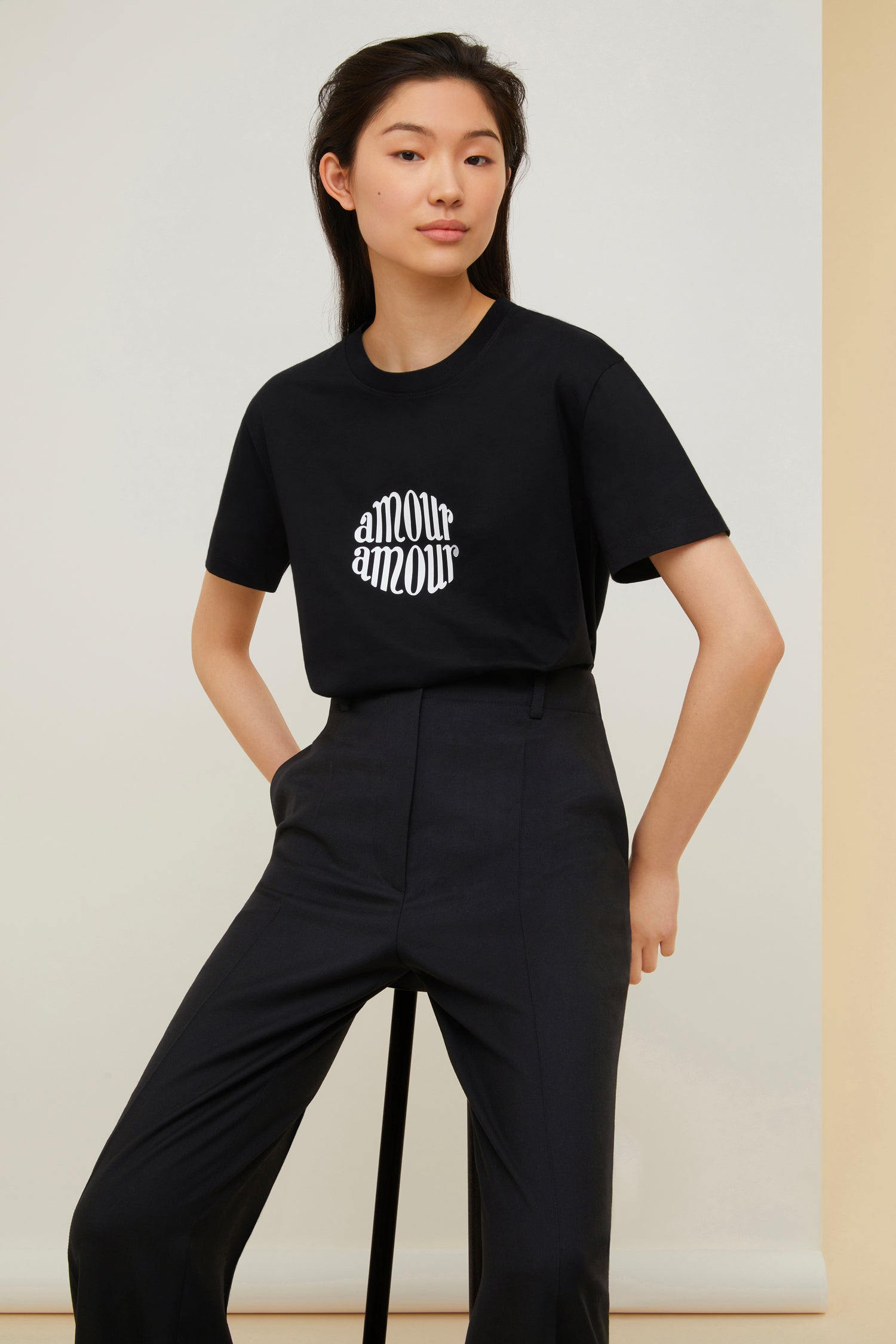 Patou A21JE0339999999B t-shirt coton noir Amour