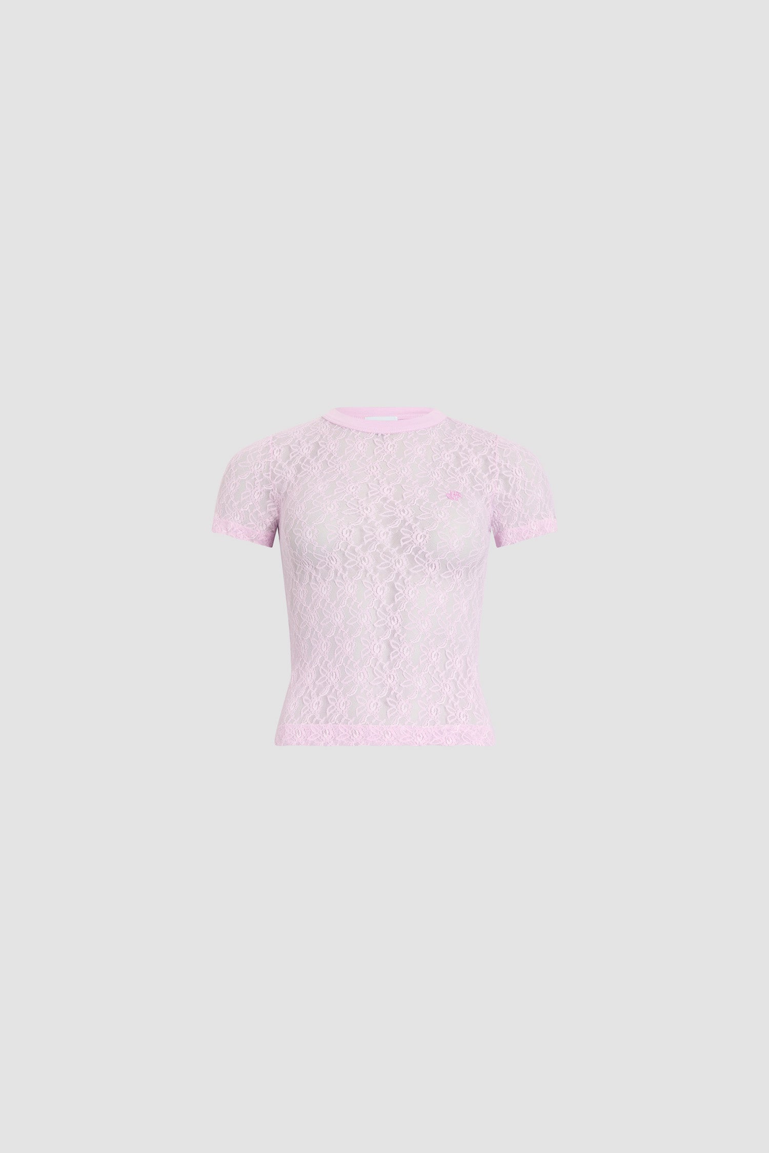 Patou t-shirt dentelle polyamide rose manches courtes