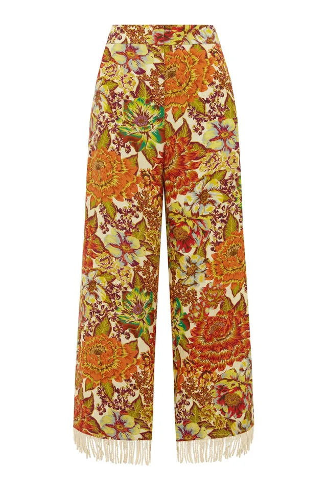 Alemäis Lana Flare Pant pantalon flare lin floral