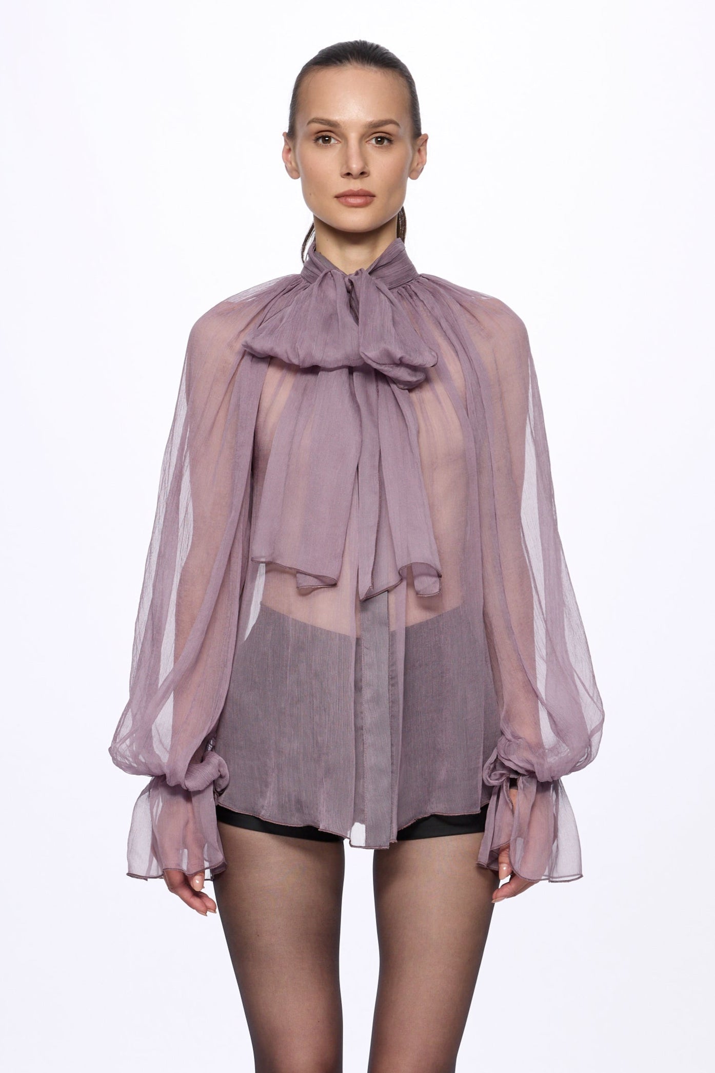 ATU Body Couture Silk chemisier lavande soie foulard