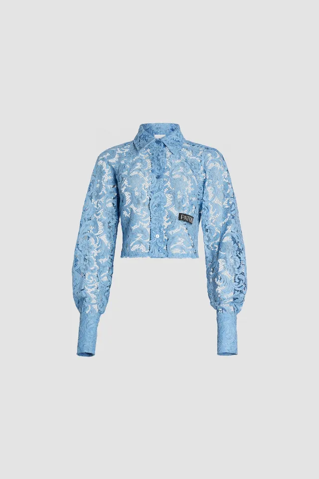 Patou BL033 chemise dentelle coton bio bleu 34