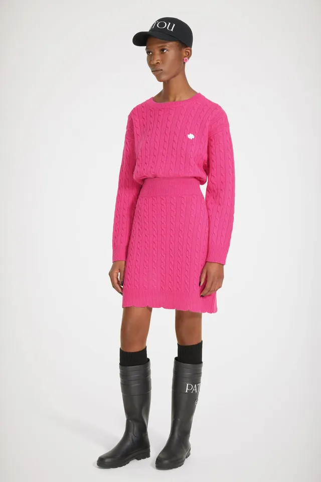 Patou H22KN1078056474F jupe maille fuchsia laine mérinos