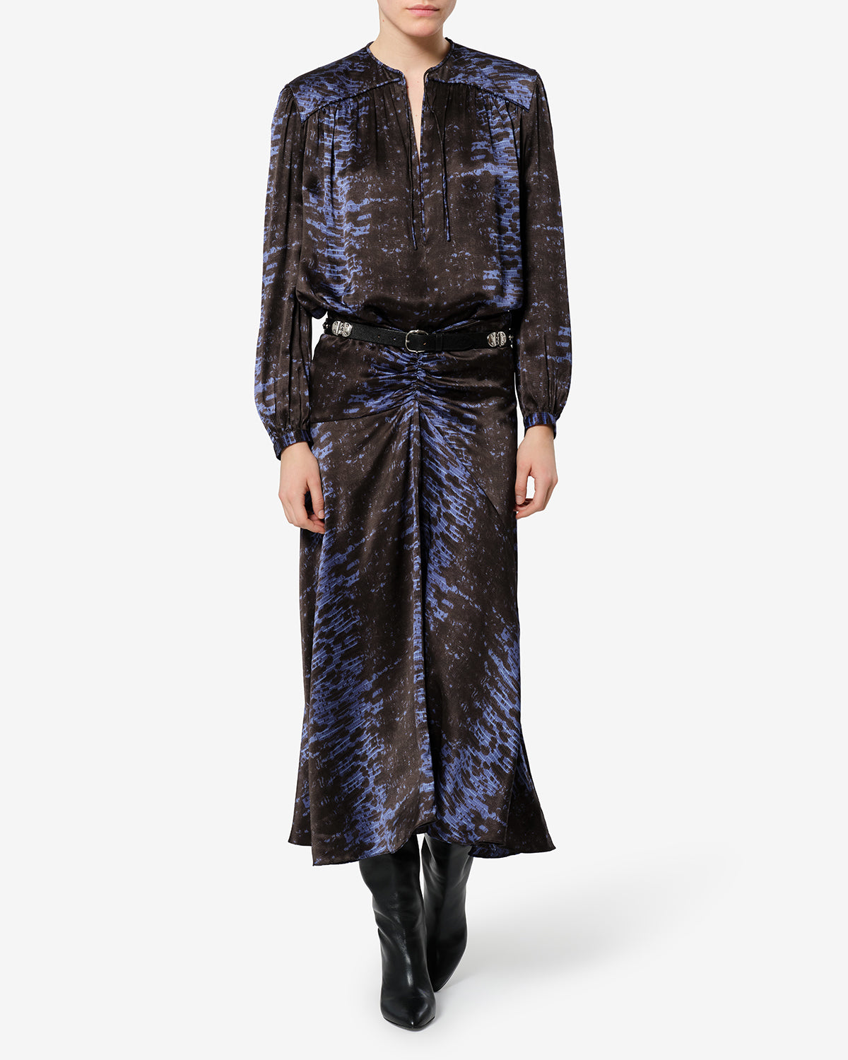 Isabel Marant Laren jupe soie nuit python midi