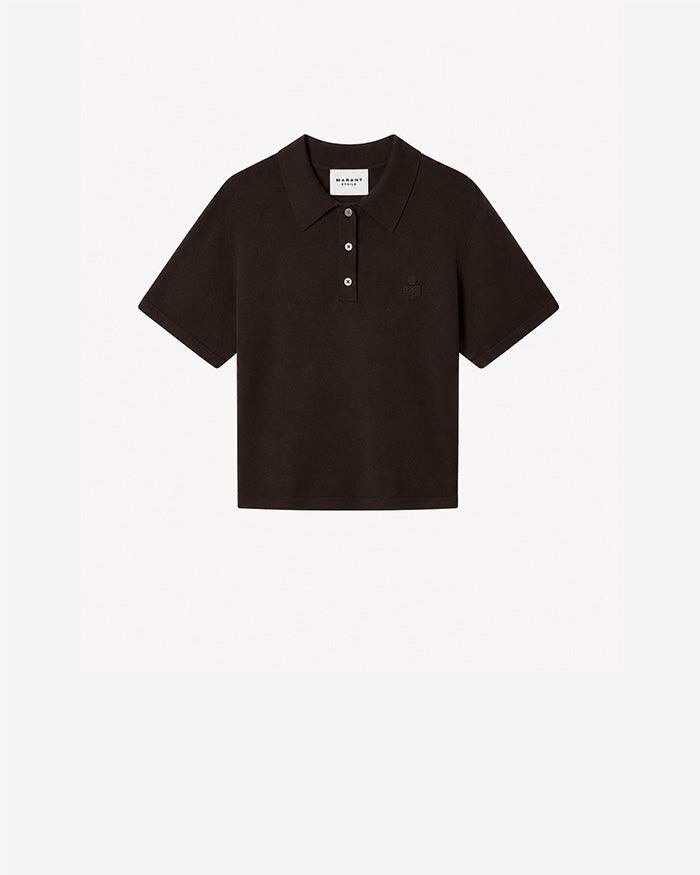 Isabel Marant Althea pull polo chocolat coton laine