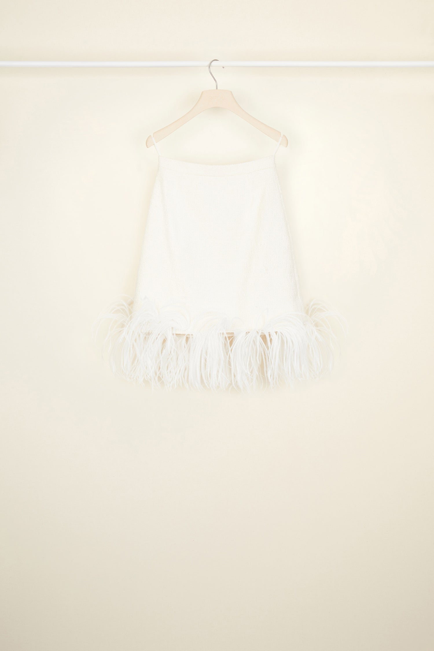 Patou SK012 minijupe tweed coton Sand plumes