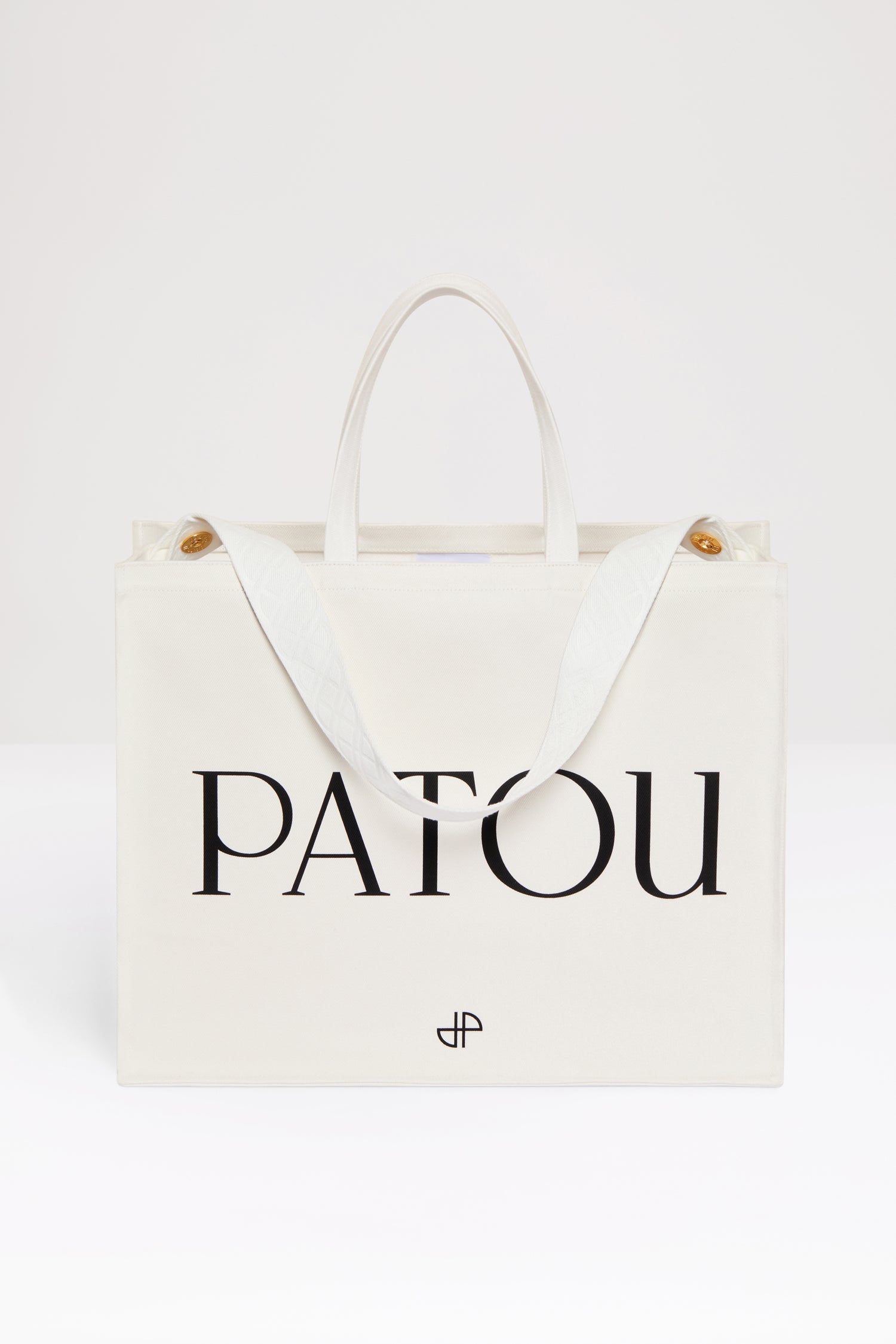 Patou AC024 tote coton bio crème logo noir TU