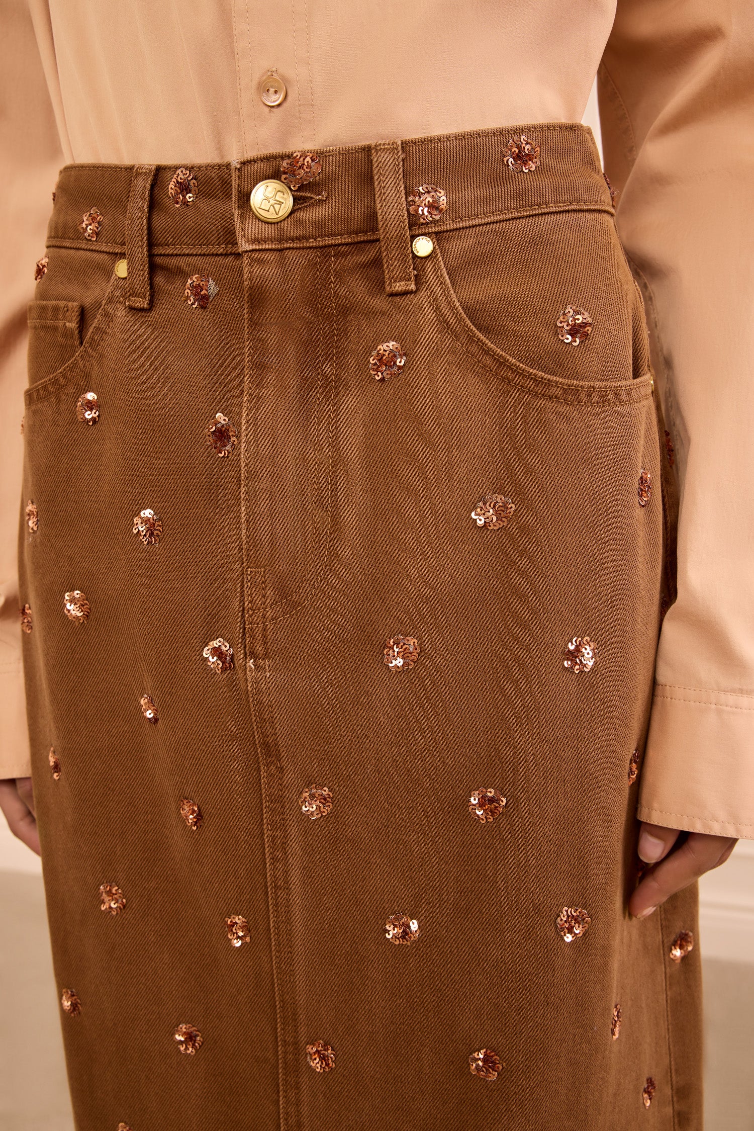 Ulla Johnson Verona UJ9903037 jupe denim brodée