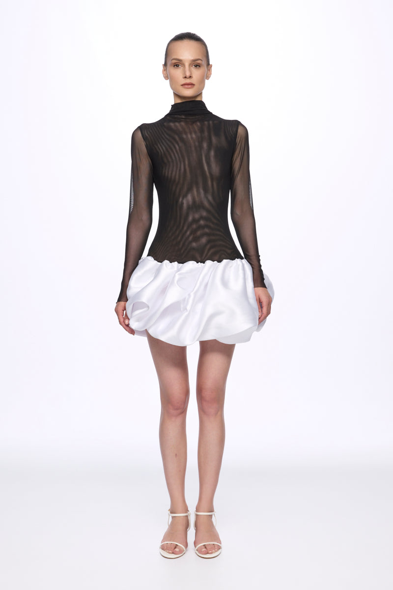 ATU Body Couture Bodysuits robe mini tulle taille basse noir blanc