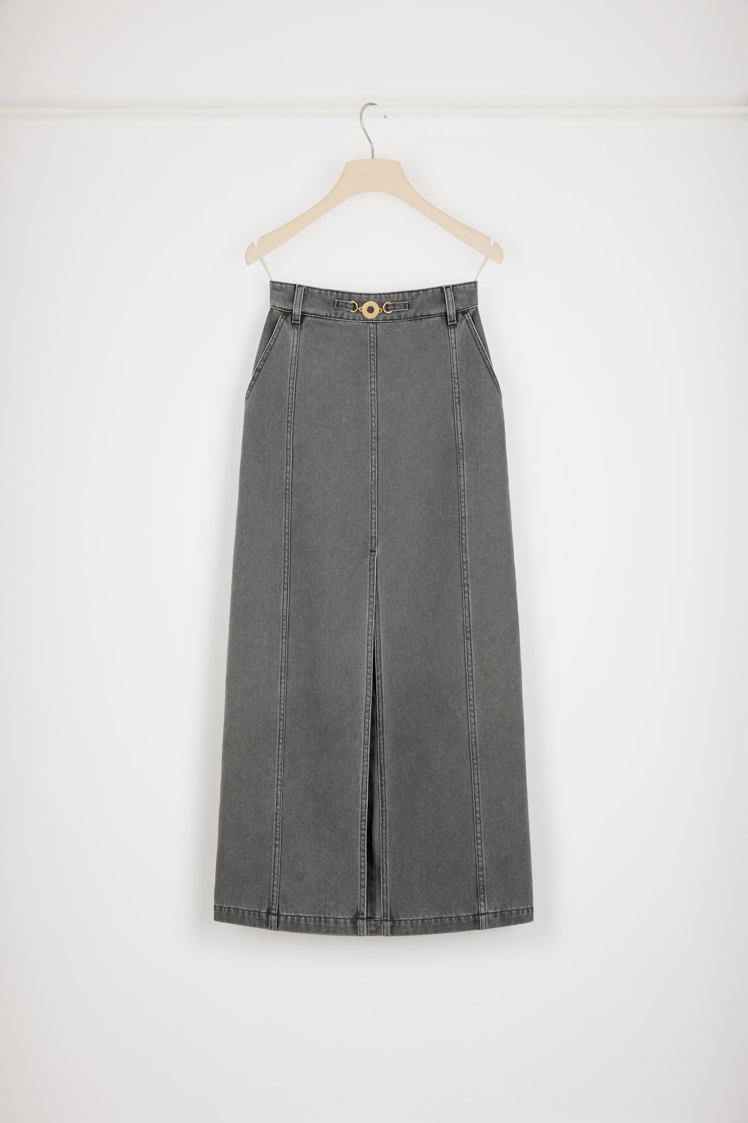 Patou Denim jupe midi anthracite coton bio 34-44