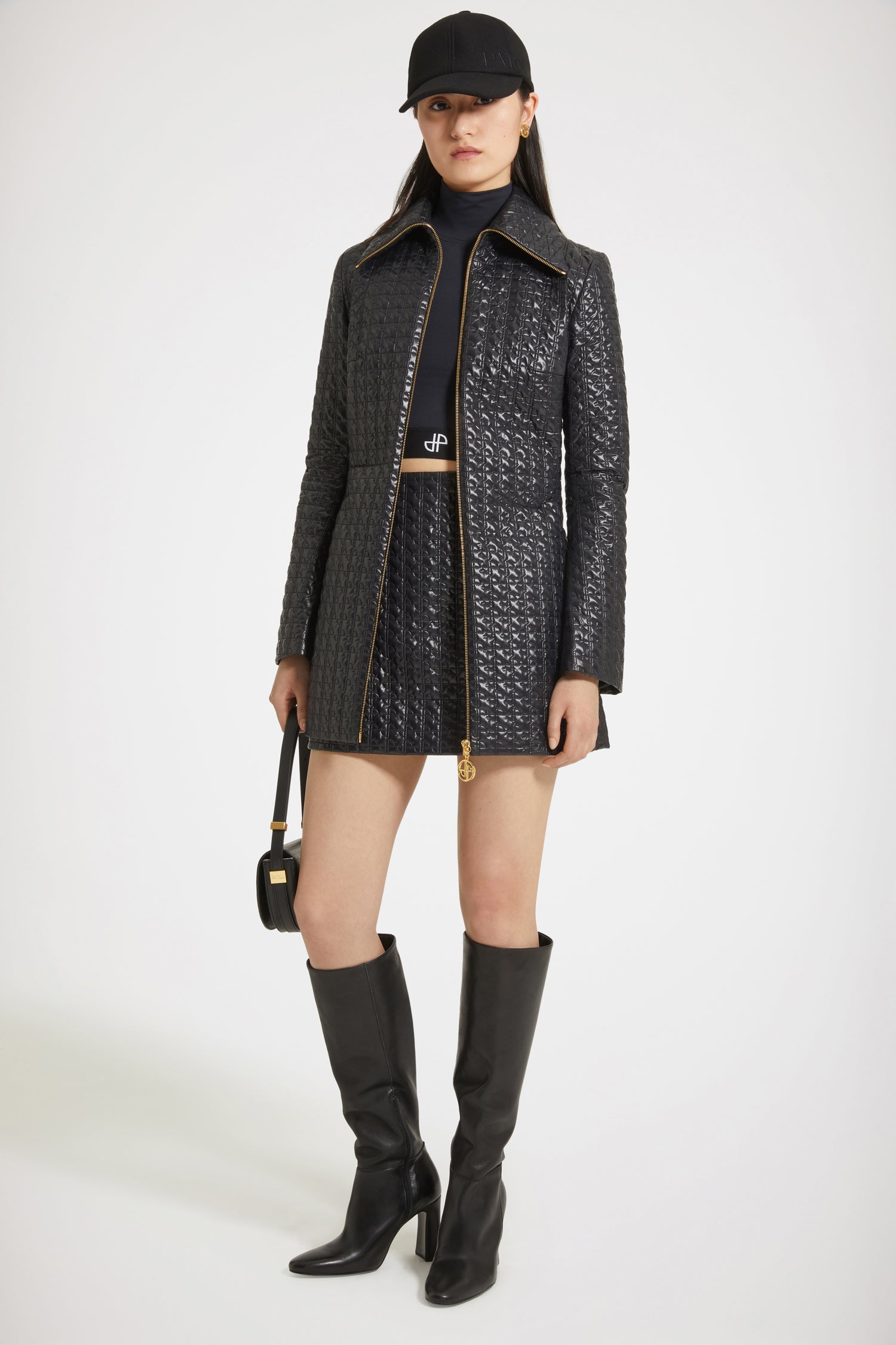 Patou JA033 veste matelassée noire nylon long