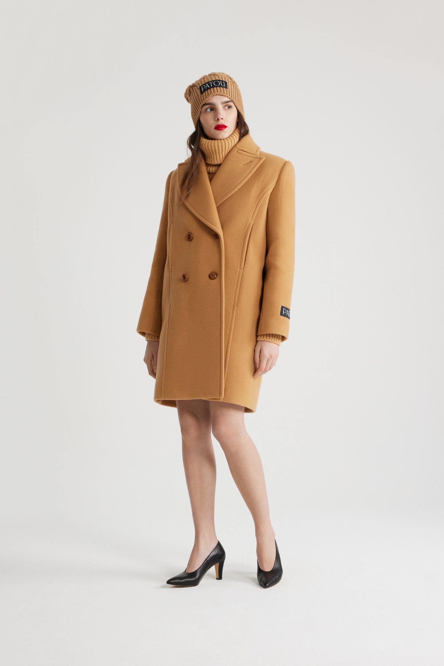 Patou CO025 manteau laine cachemire biscuit 34-44