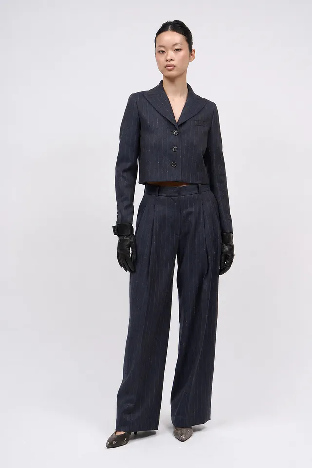 Paul & Joe Tibre veste courte twill laine rayée 100% laine