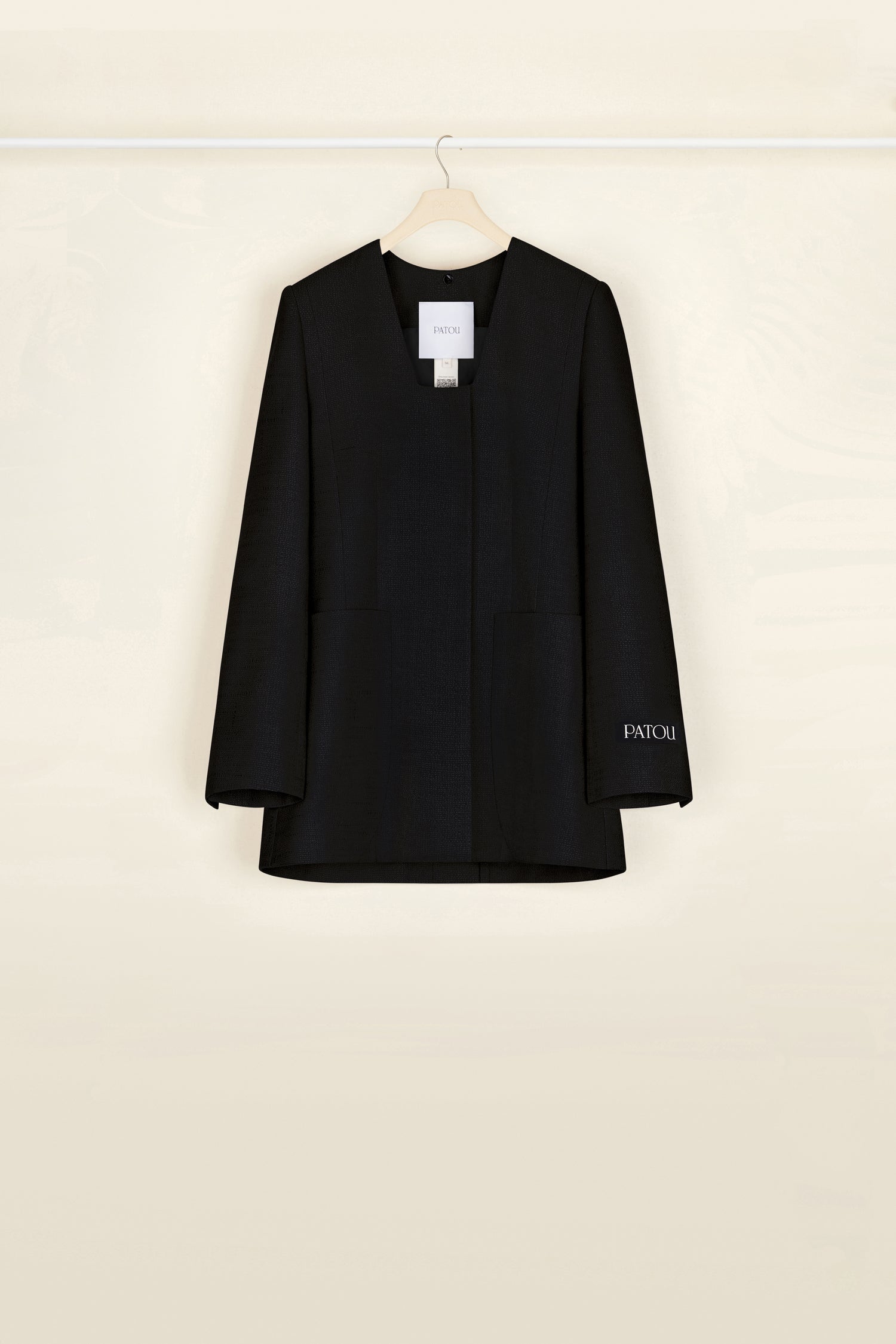 Patou A21JA0190088999B veste tweed noir col amovible 34-44