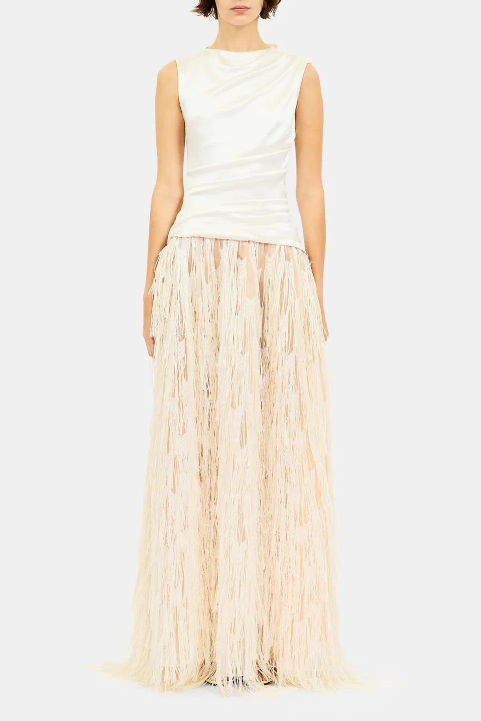 Ulla Johnson Giselle robe longue ecru franges