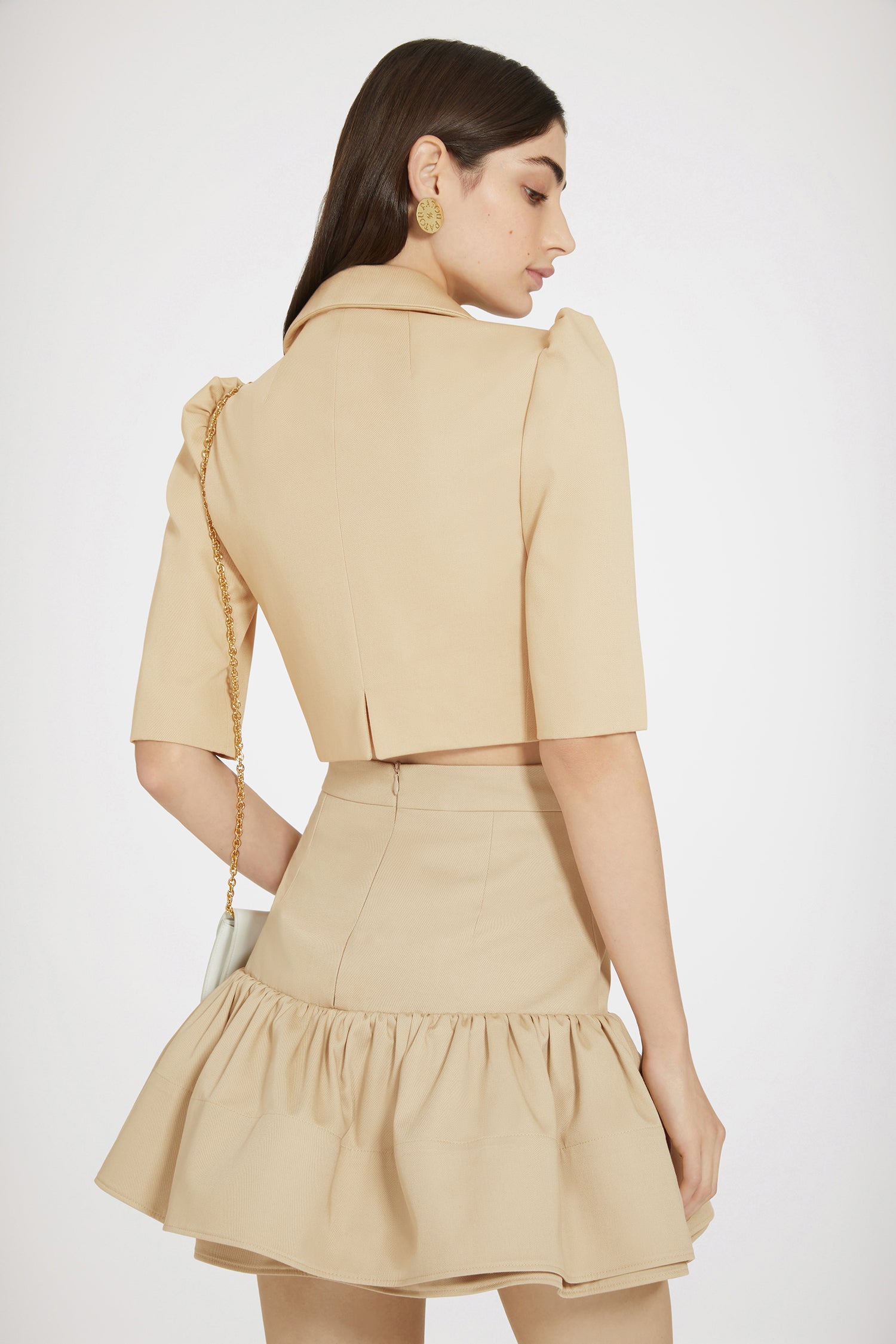 Patou JA039 veste cropped beige gabardine coton