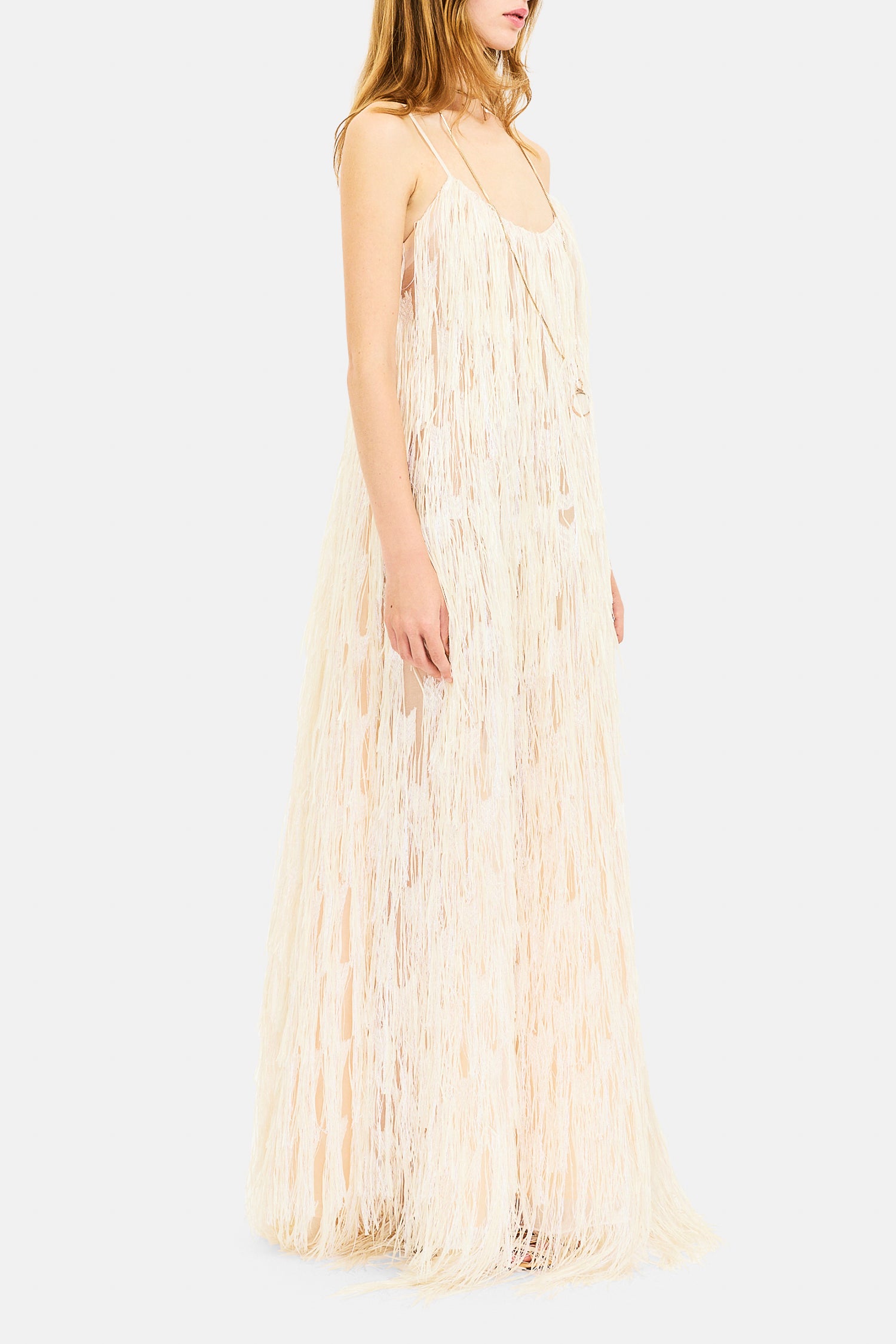 Ulla Johnson Maria SP270151 robe maxi Ecru à franges