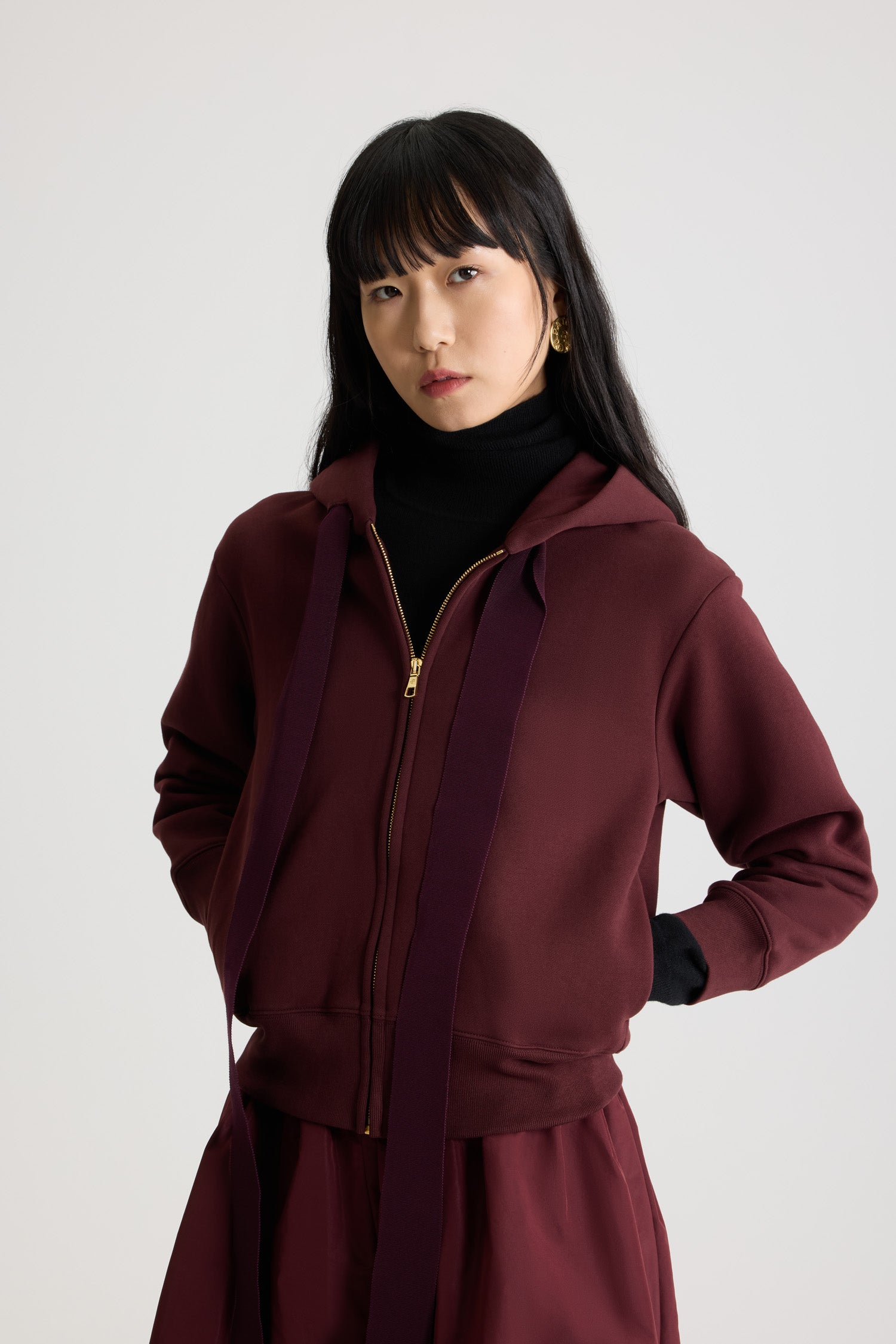 Patou JE196 hoodie syrah coton bio zip logo dos
