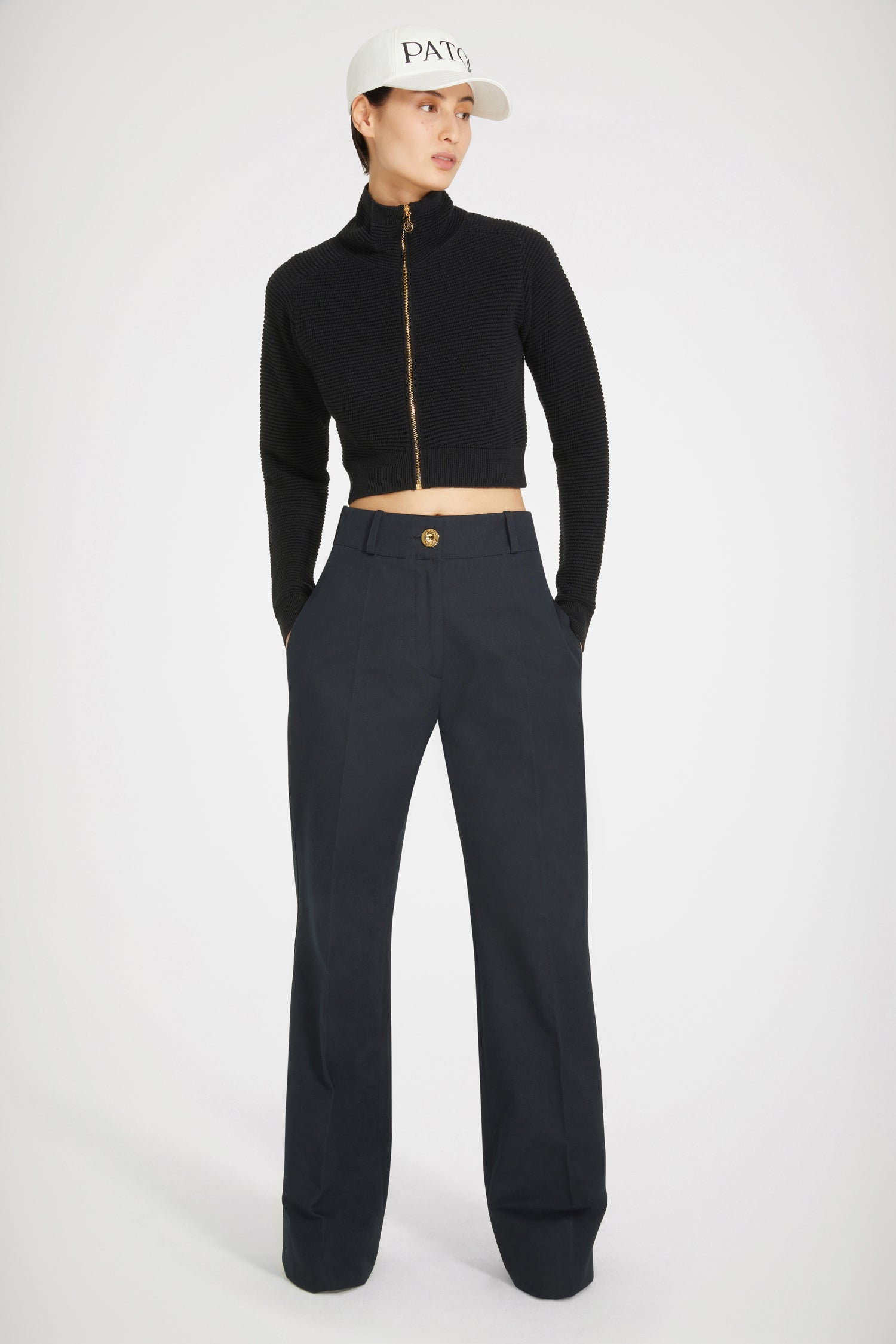Patou TR023 pantalon évasé bleu nuit coton bio