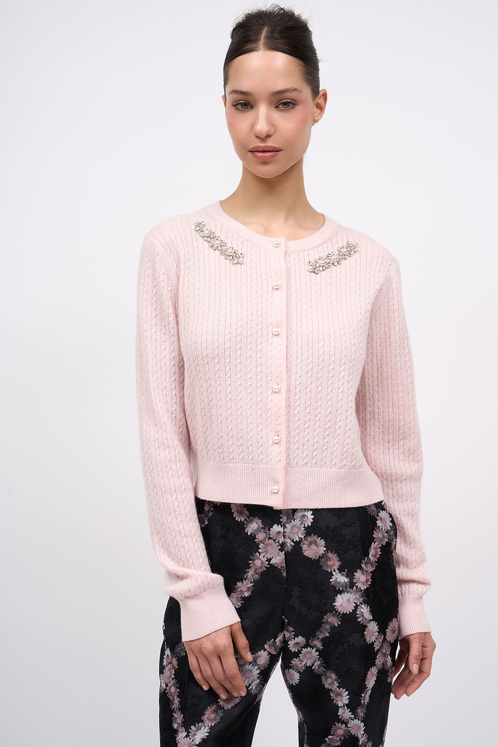 Paul & Joe Joyaux cardigan noir cachemire brodé main