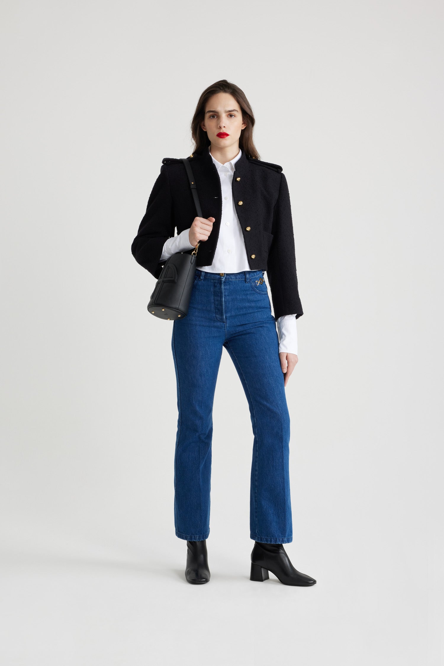 Patou Jackets veste JA0440185999B tweed noir laine coton