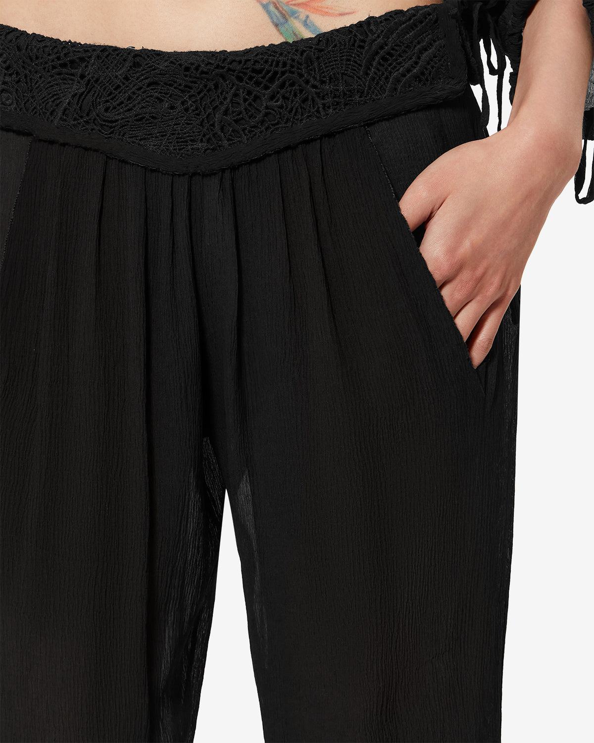 Isabel Marant Guylene PA0696FB pantalon noir soie