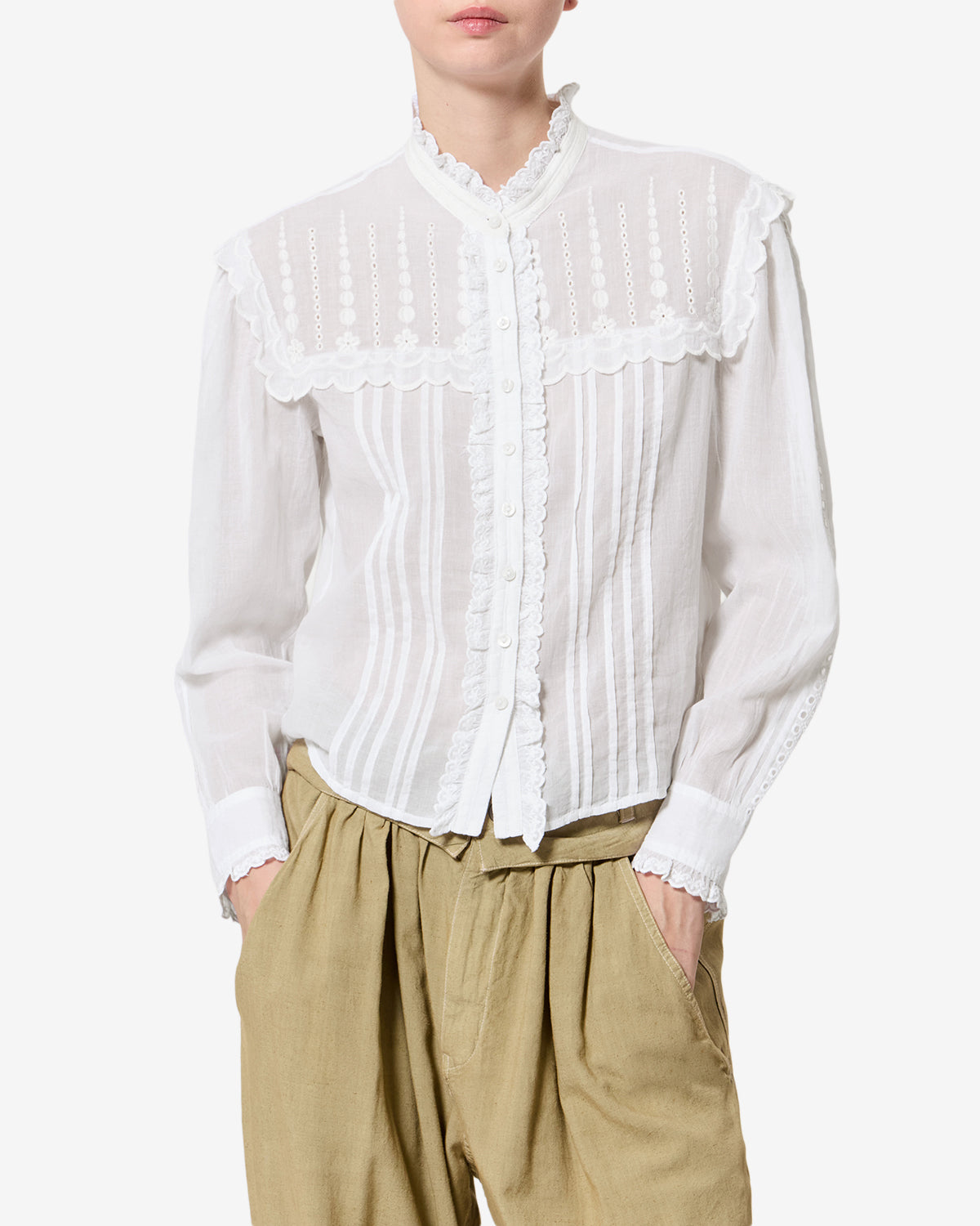 Isabel Marant Lonzie HT0970FA chemisier coton blanc brodé