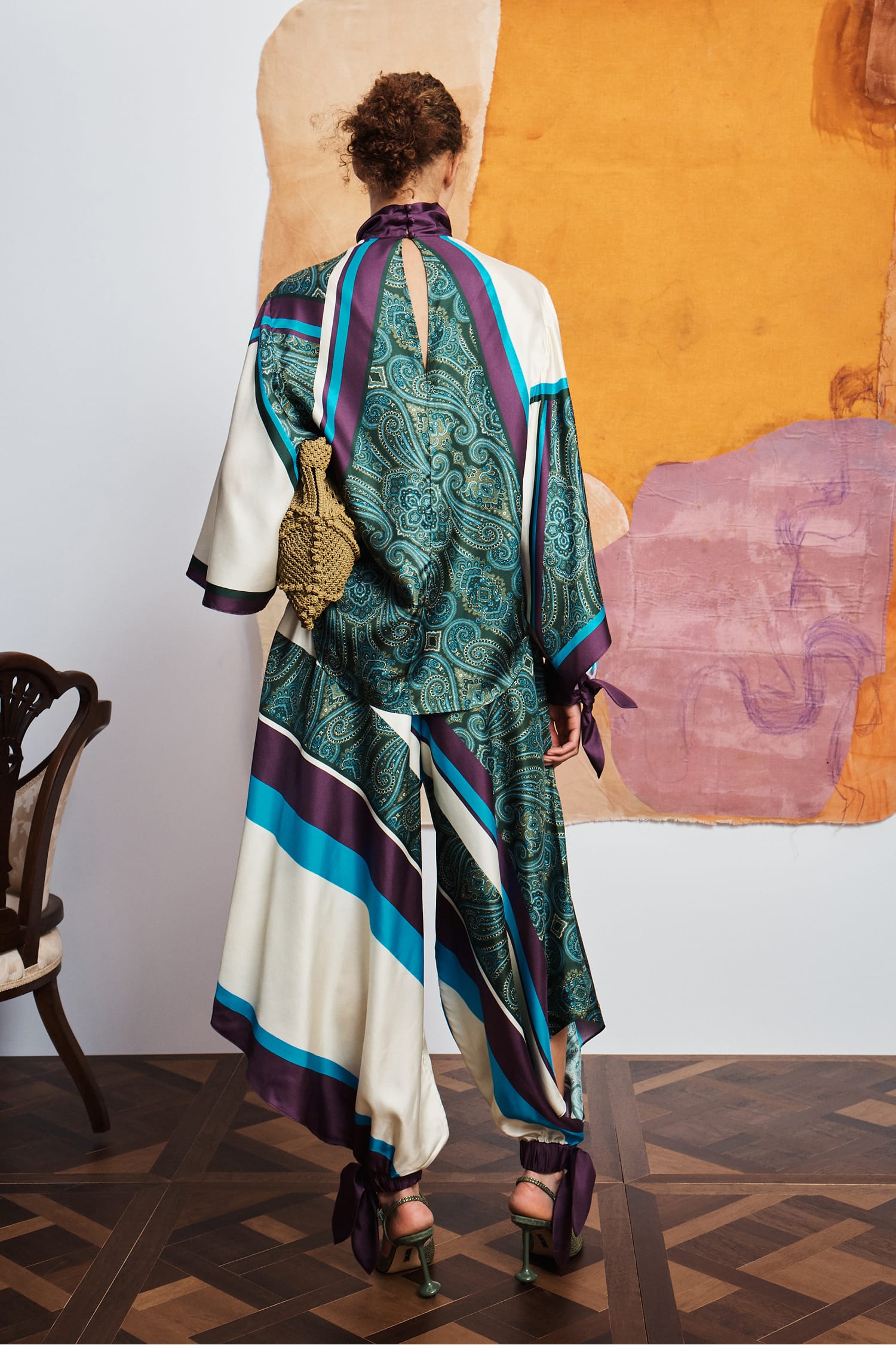 Alemais Joni top soie imprimé paisley manches longues