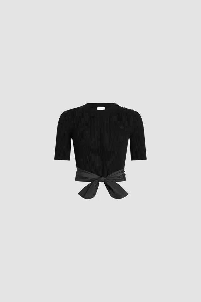 Patou KN323 t-shirt coton bio noir à noeud