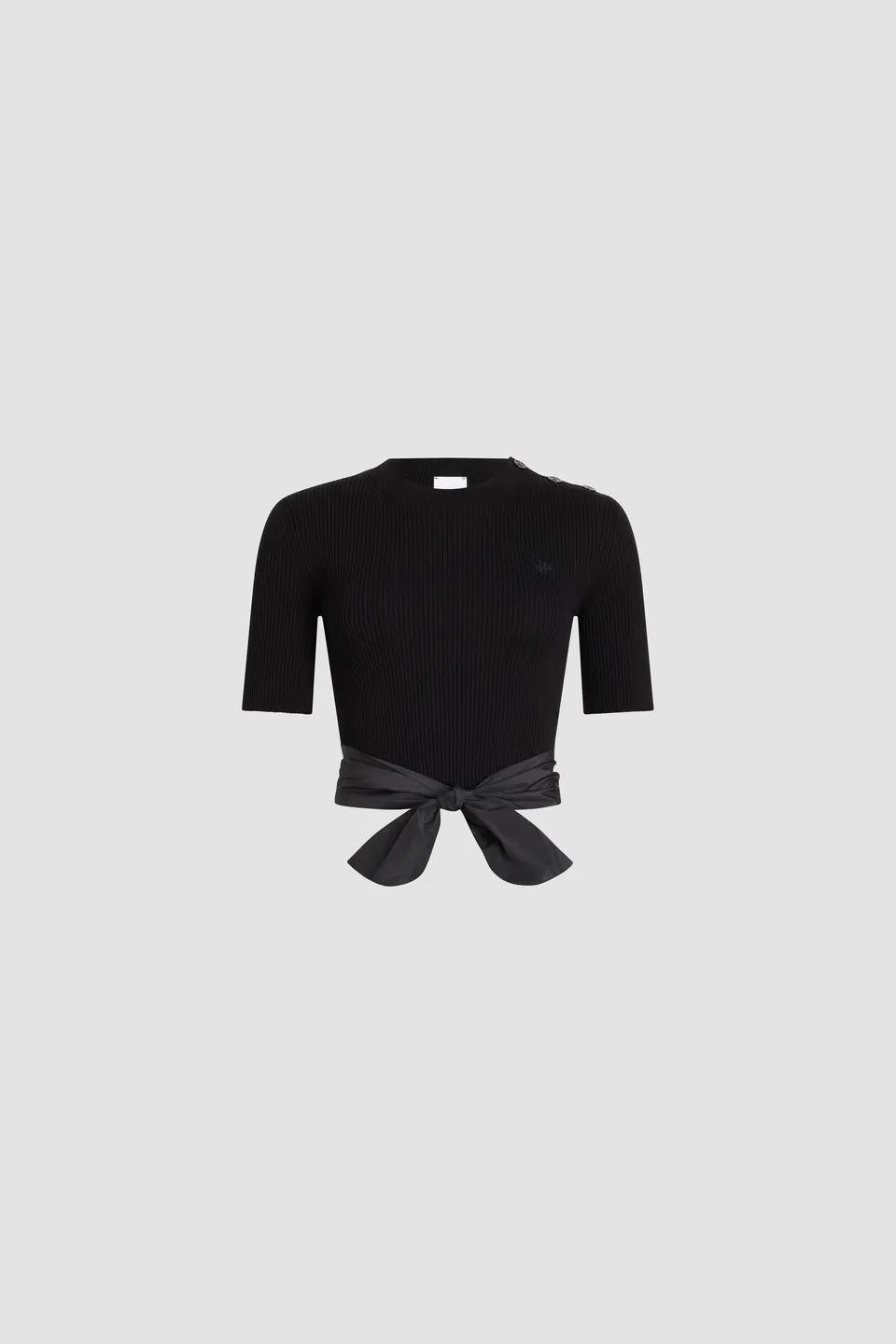 Patou KN323 t-shirt coton bio noir à noeud