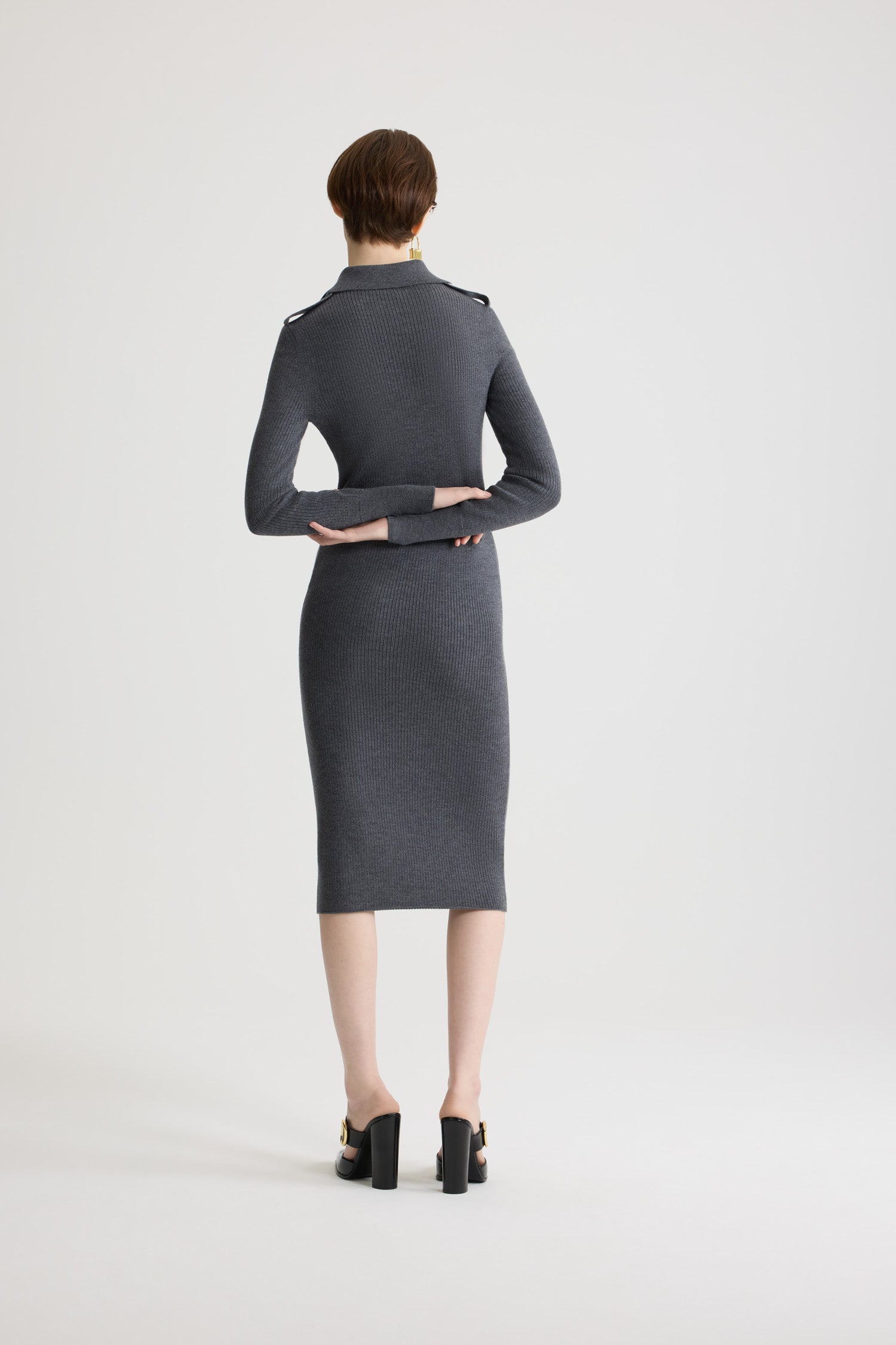 Patou KN268 H25KN2688040964G robe midi laine grise Mercury XS-XL