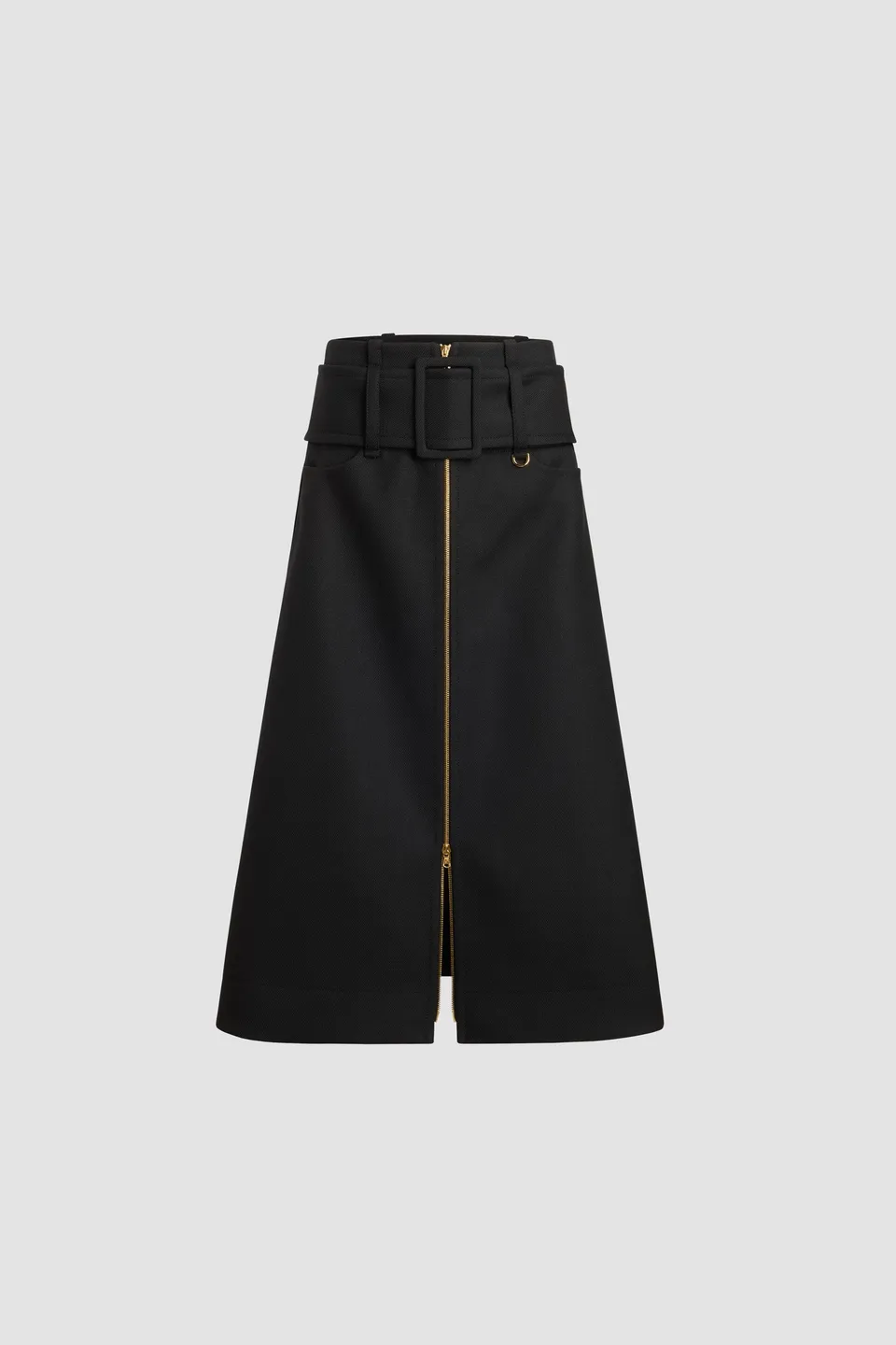 Patou jupe midi laine Noire 34-44 zip ceinture