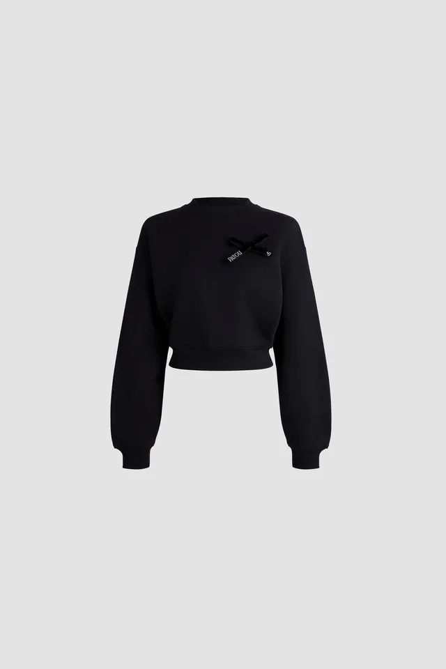 Patou JE264 sweatshirt cropped coton bio noir nœud