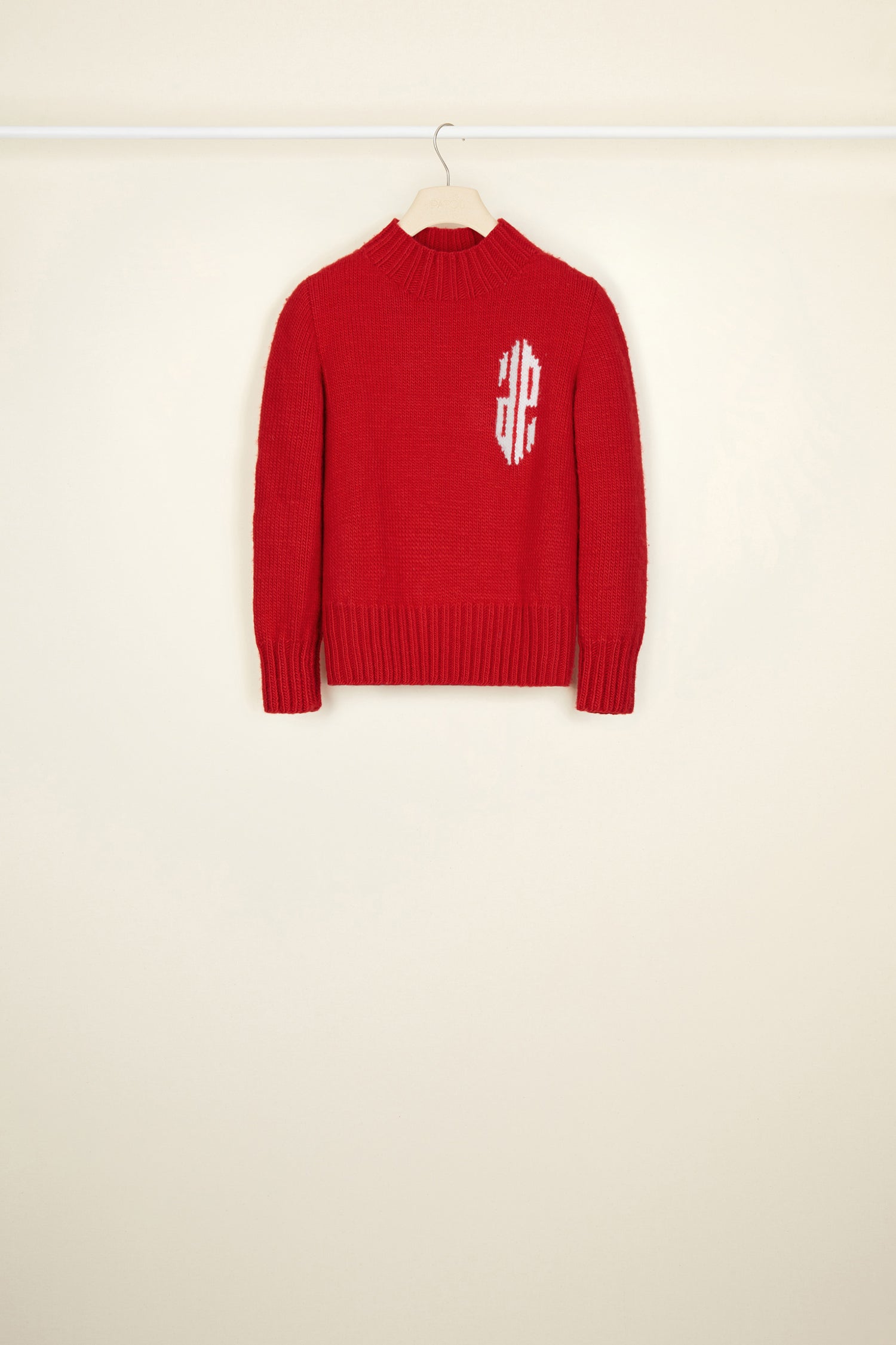 Patou KN028 A20KN0288027302R pull rouge laine cropped