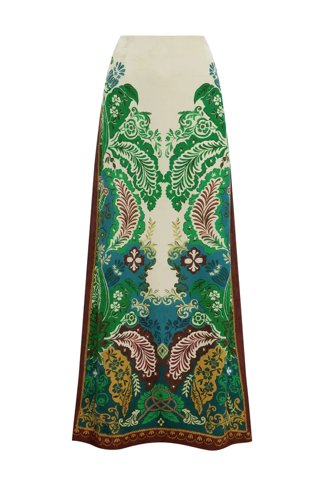 Alemäis Florence Skirt jupe midi jacquard satin