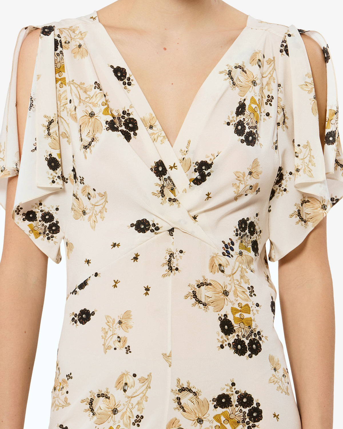 Isabel Marant Falja Robe longue écru soie imprimée