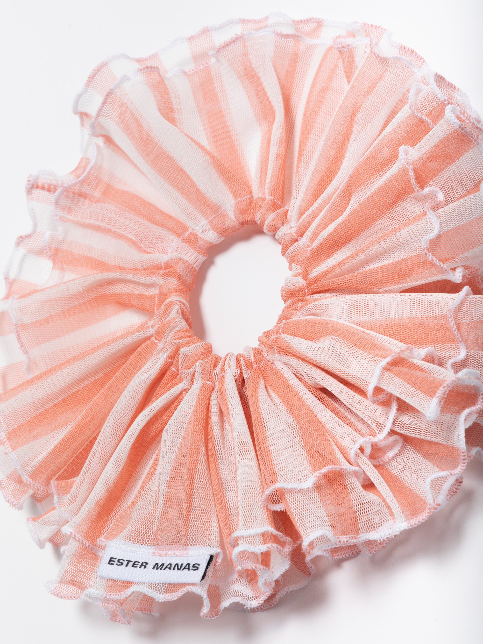 Ester Manas Scrunchies chouchou pêche rayé 16 cm