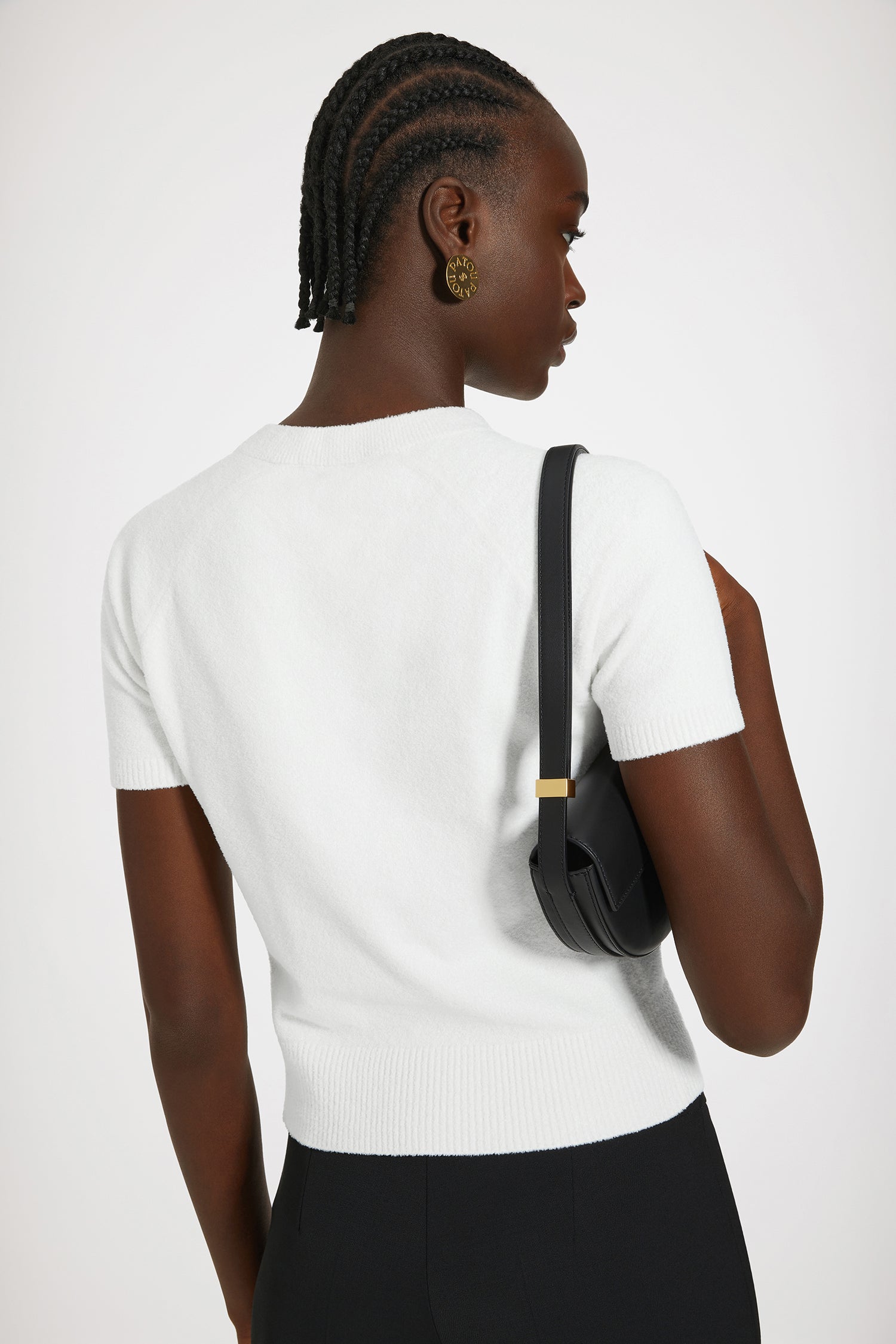 Patou KN156 top maille jacquard coton White blanc