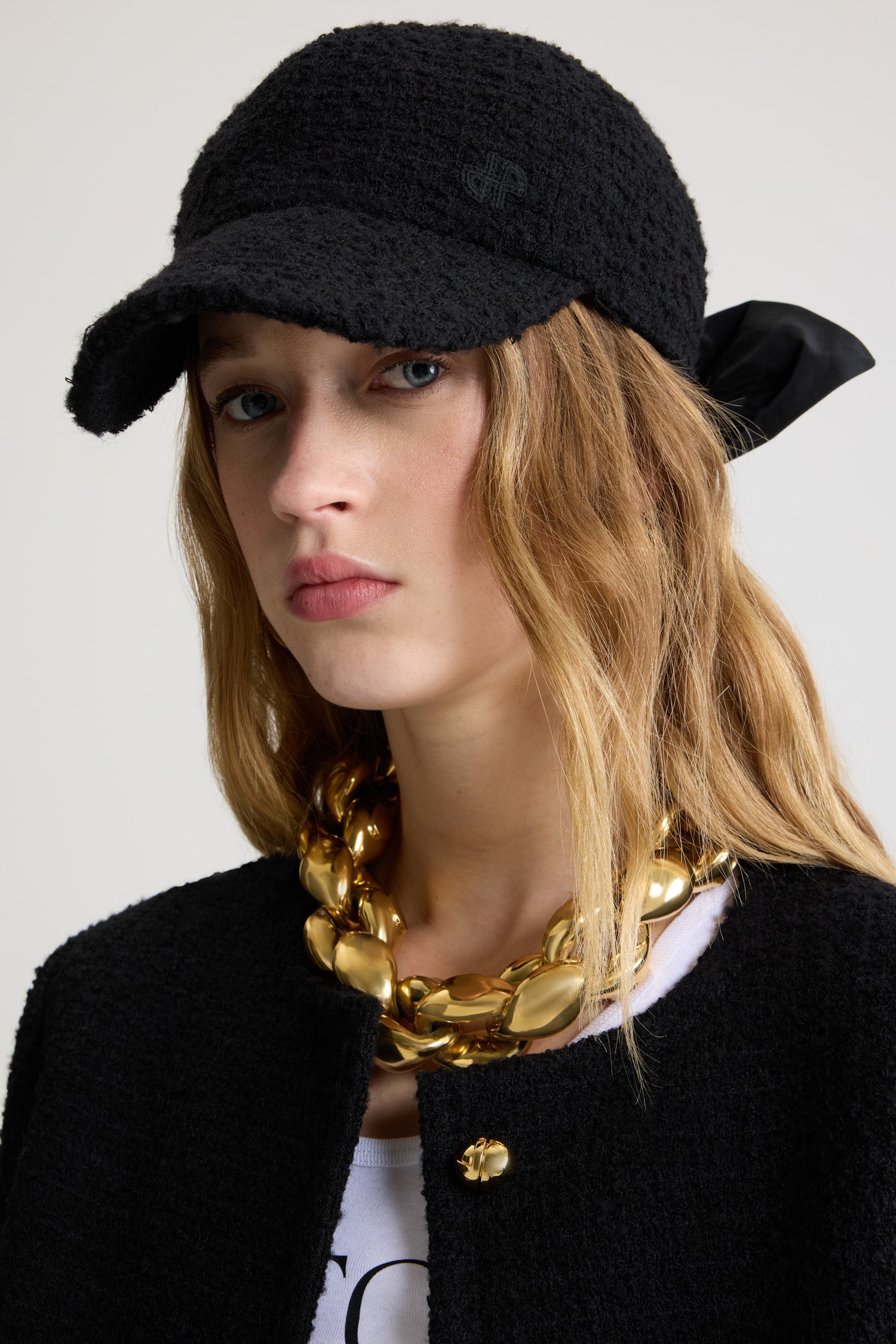 Patou AC111 casquette tweed laine noir S