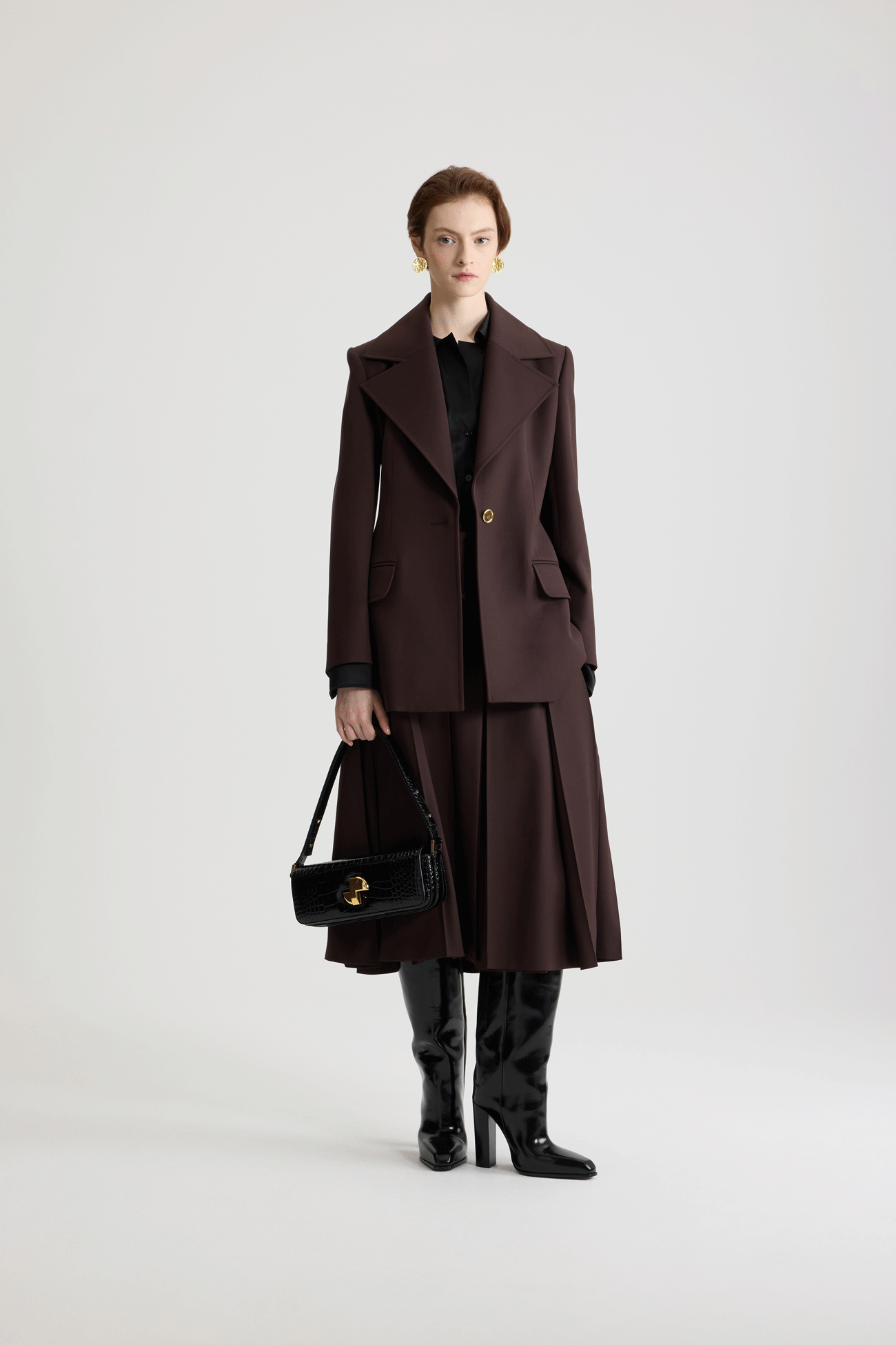 Patou JA0610103812L veste longue Smoked Ebony laine