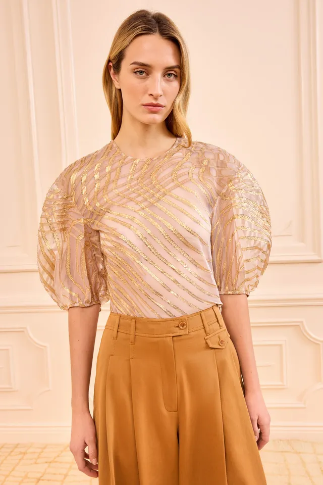 Ulla Johnson Akami Top lurex Nautilis blouse dorée