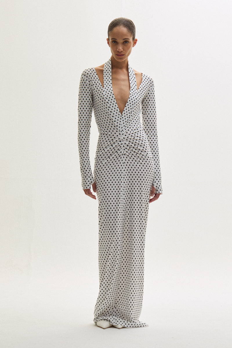 ATU Body Couture Teardrop Dress robe blanche motif noir