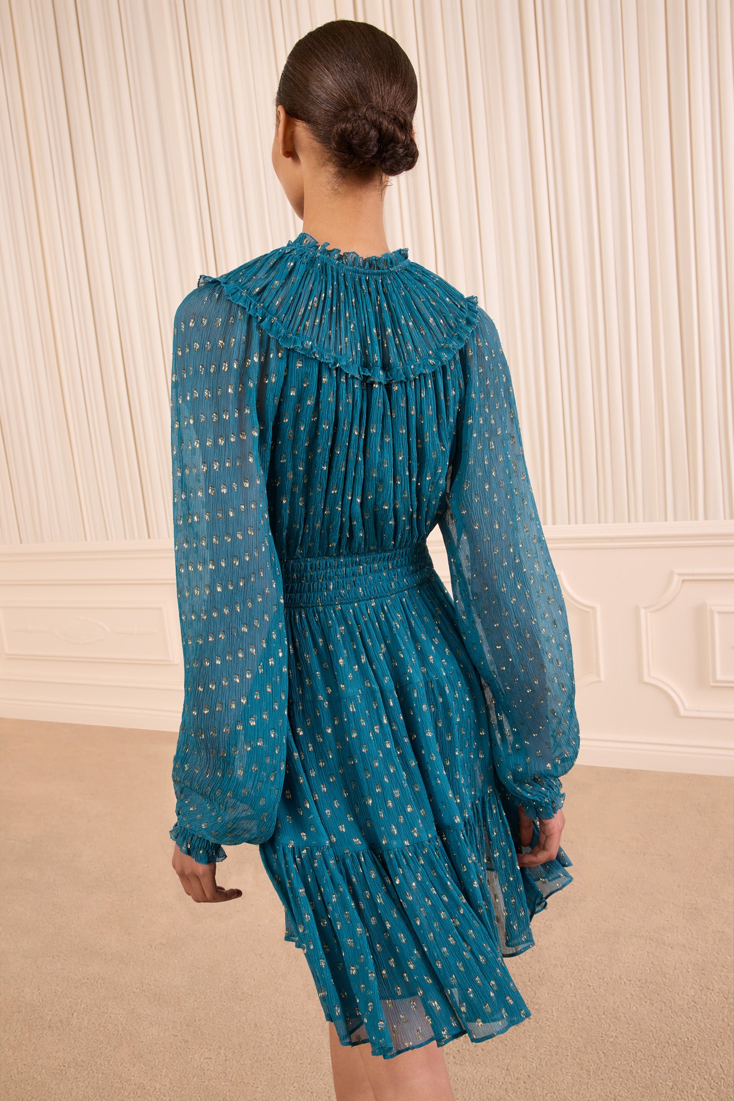Ulla Johnson Ava robe mini soie Beryl manches longues