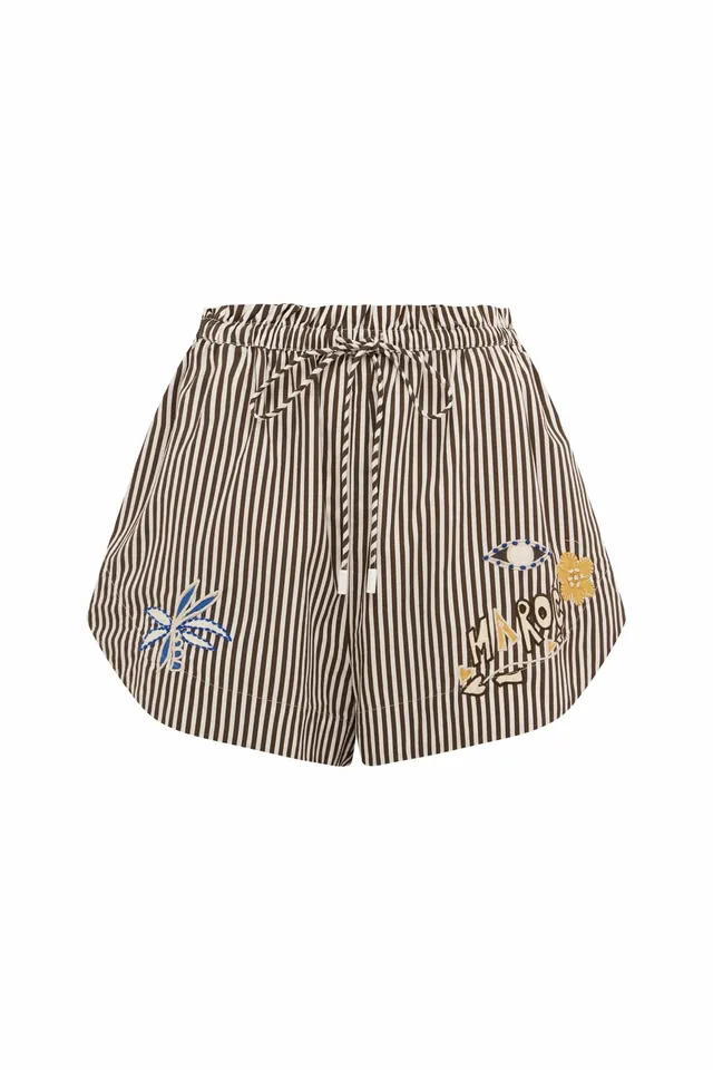 Alemäis Sirocco Embroidered Short coton bio rayé